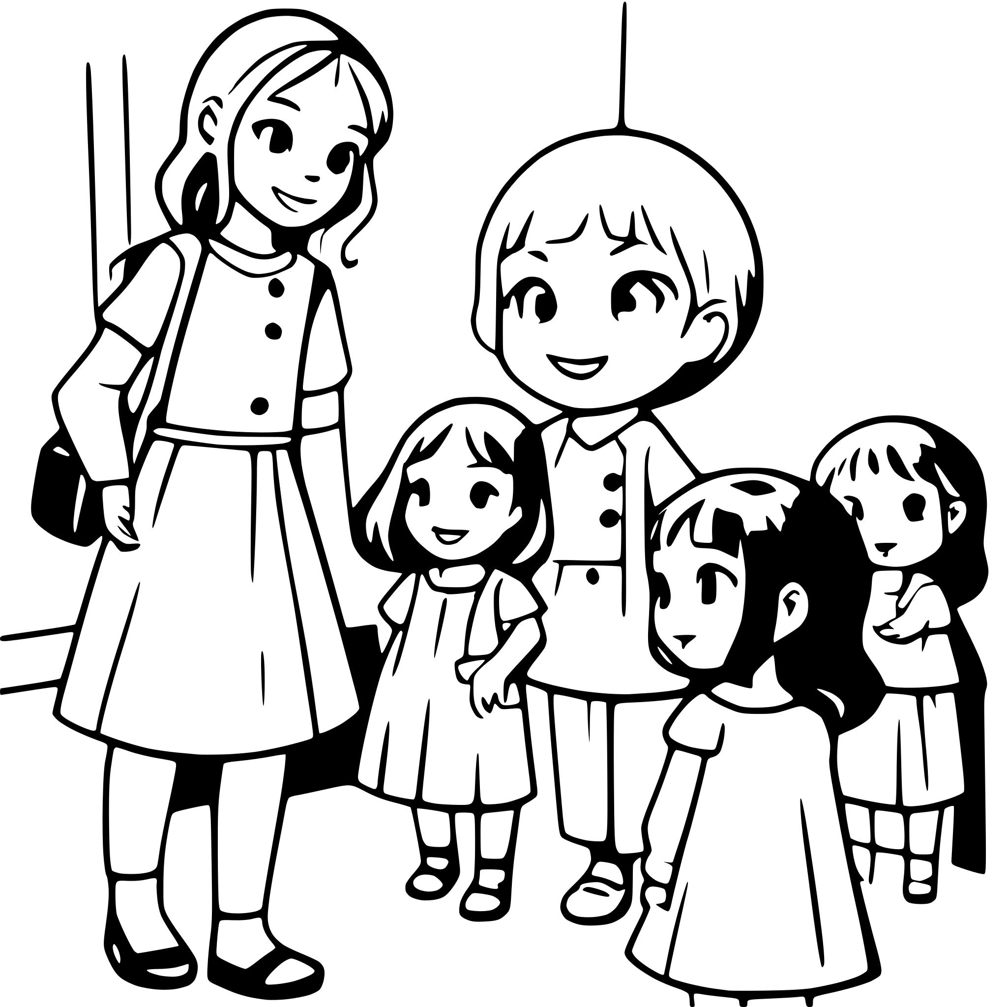 AI-generated SVG of a educator says goodbye to 8 children in the kindergarden