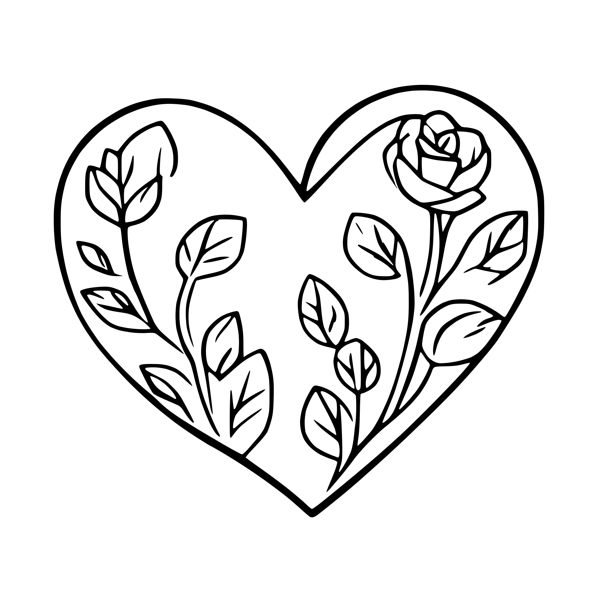 AI-generated SVG of 'floral in heart shape'