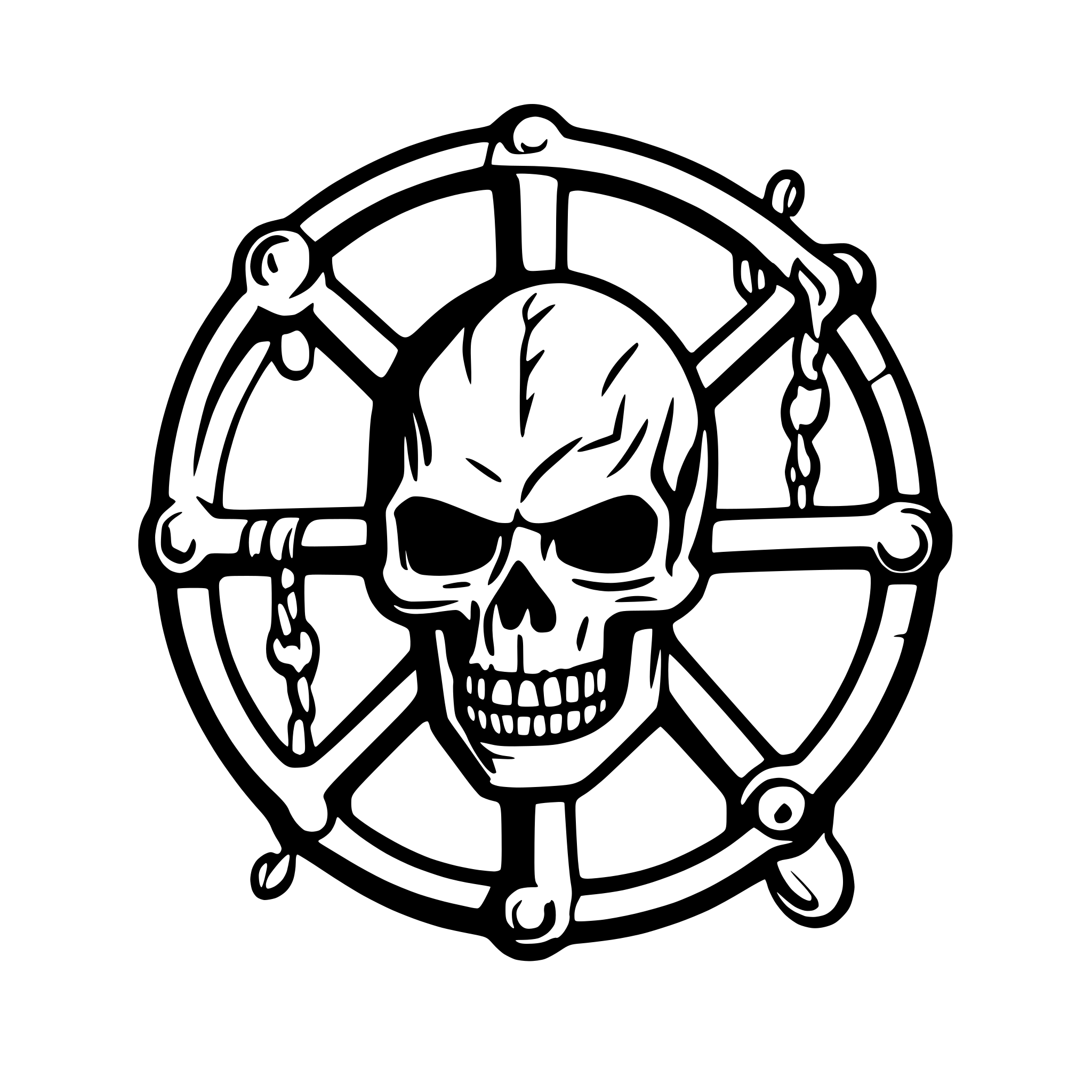 AI-generated SVG of a sckull and barb wire