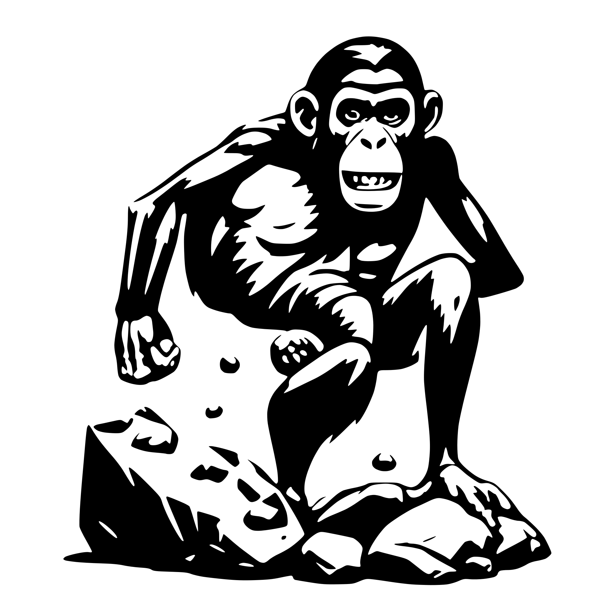 AI-generated SVG of 'monkeytitan throws a large stone'