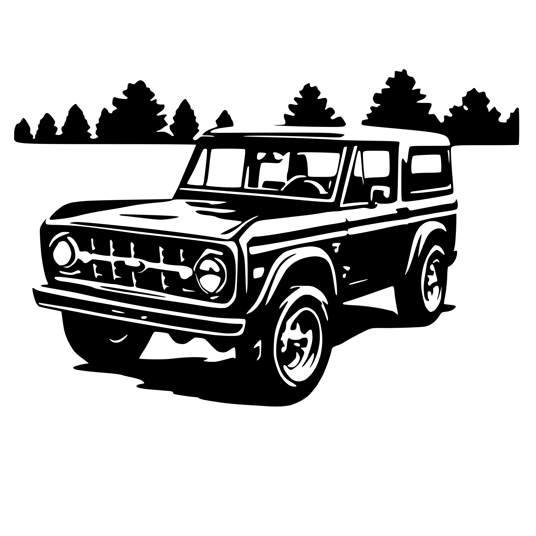 AI-generated SVG of 'old school ford half cab bronco black'
