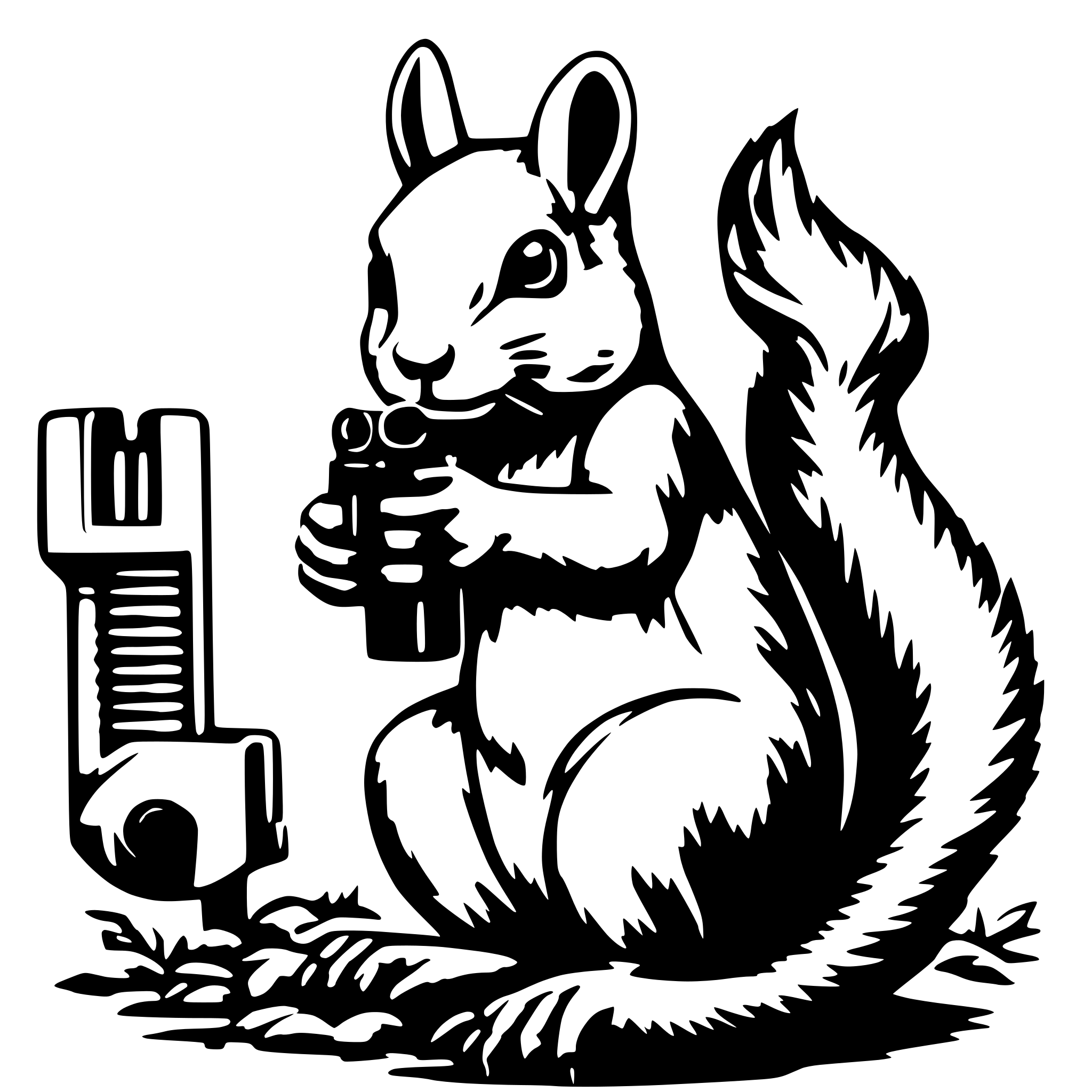 AI-generated SVG of 'Squirrel with gun'