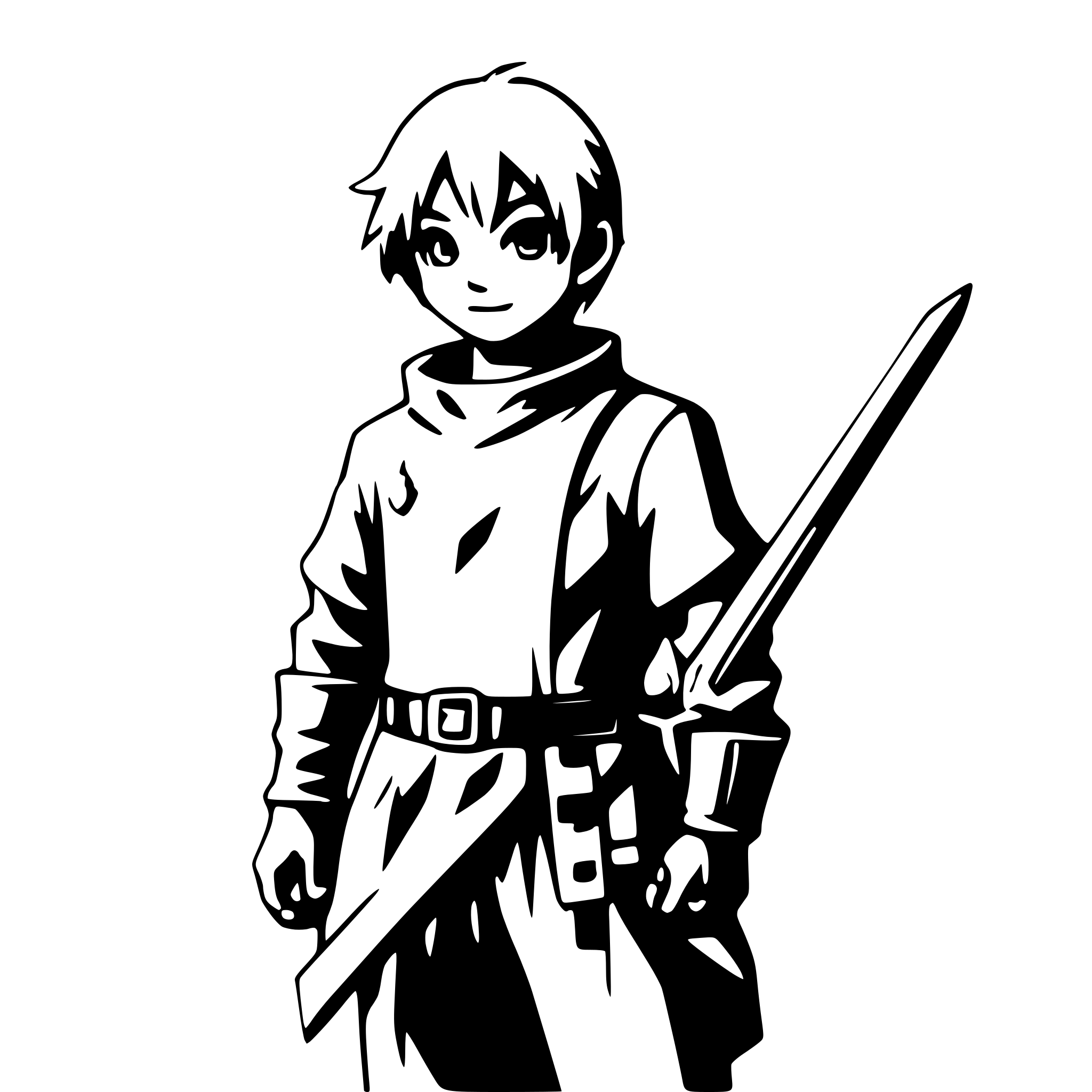 AI-generated SVG of a boy with glowing sword