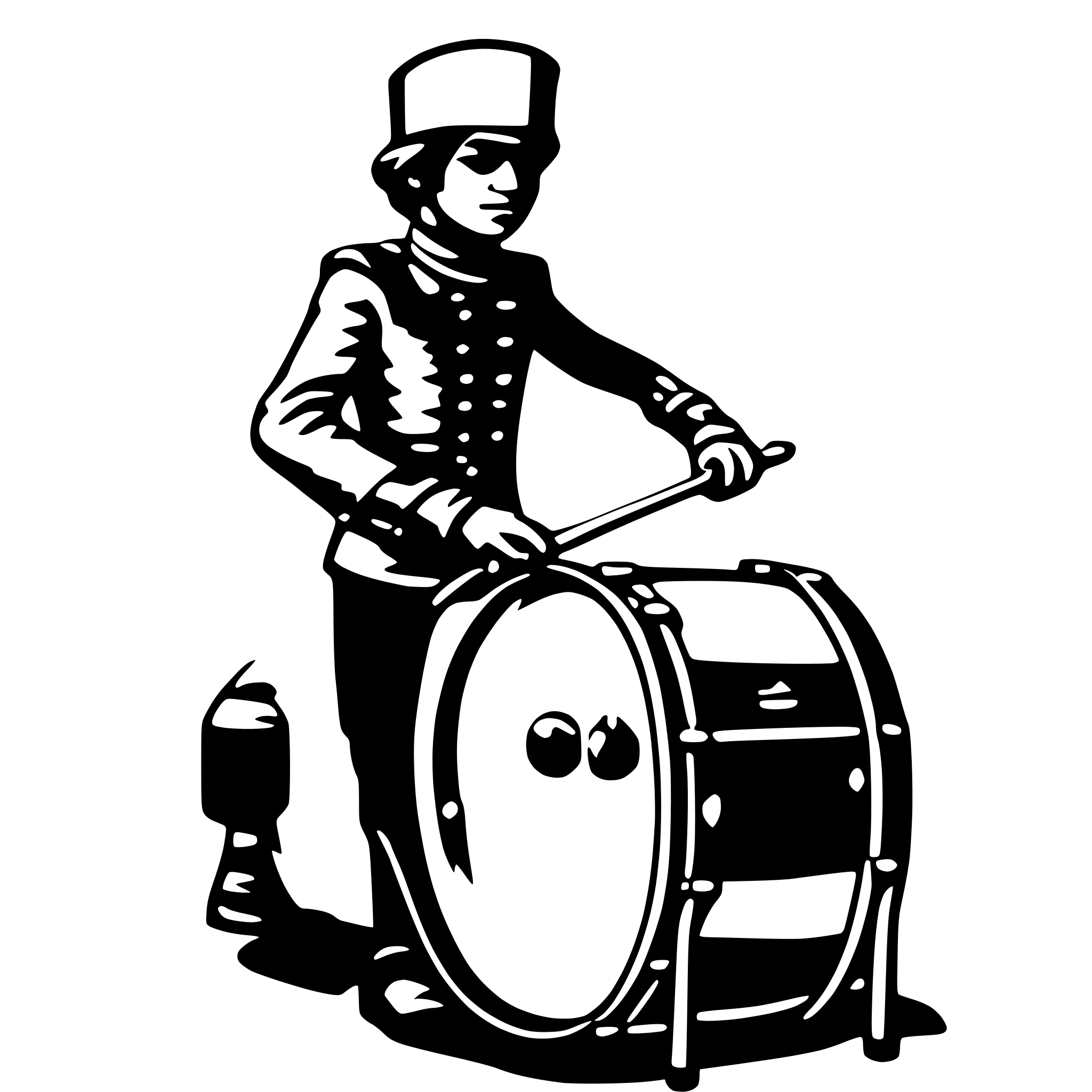 AI-generated SVG of 'Marching bass drummer'