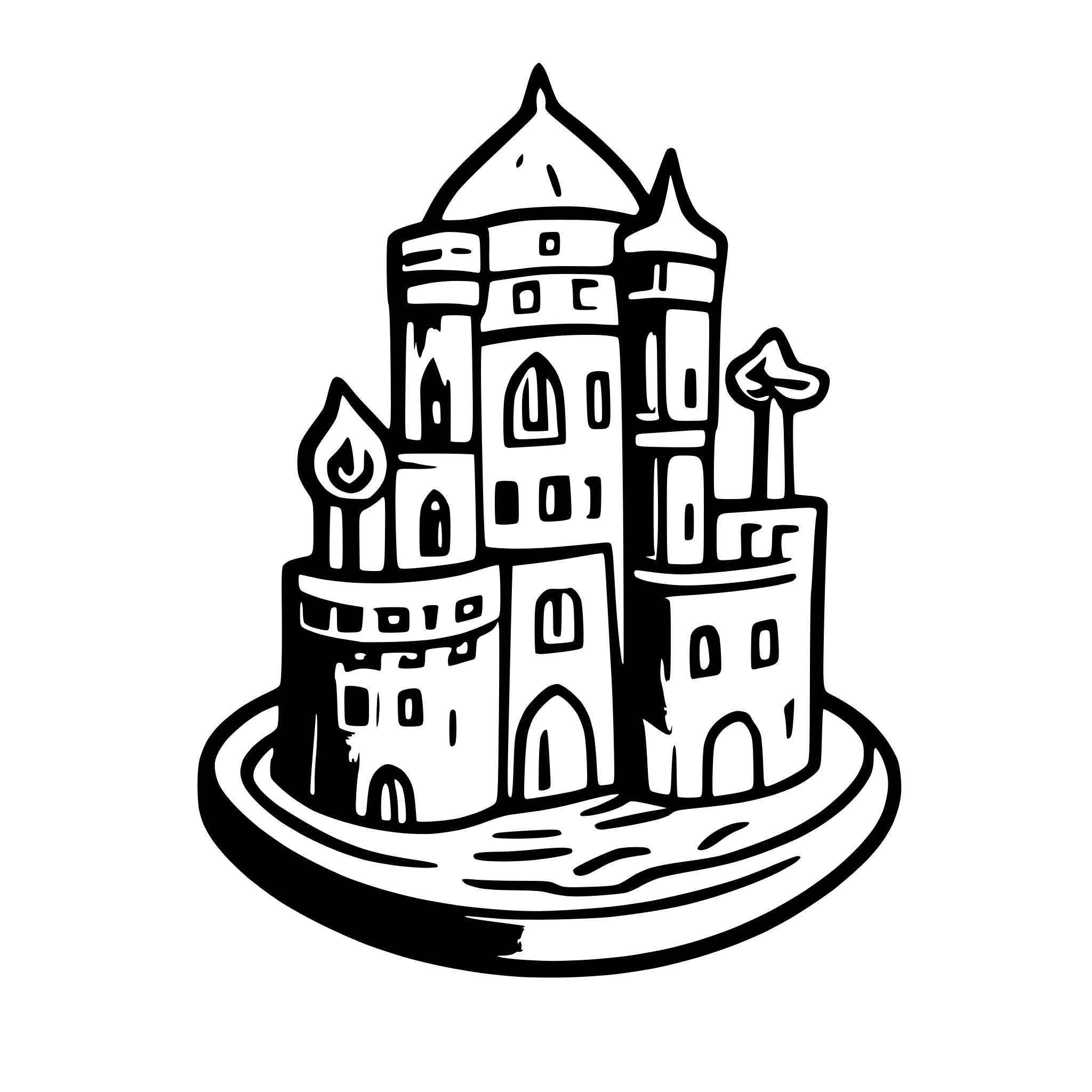 AI-generated SVG of 'two tower fortress'