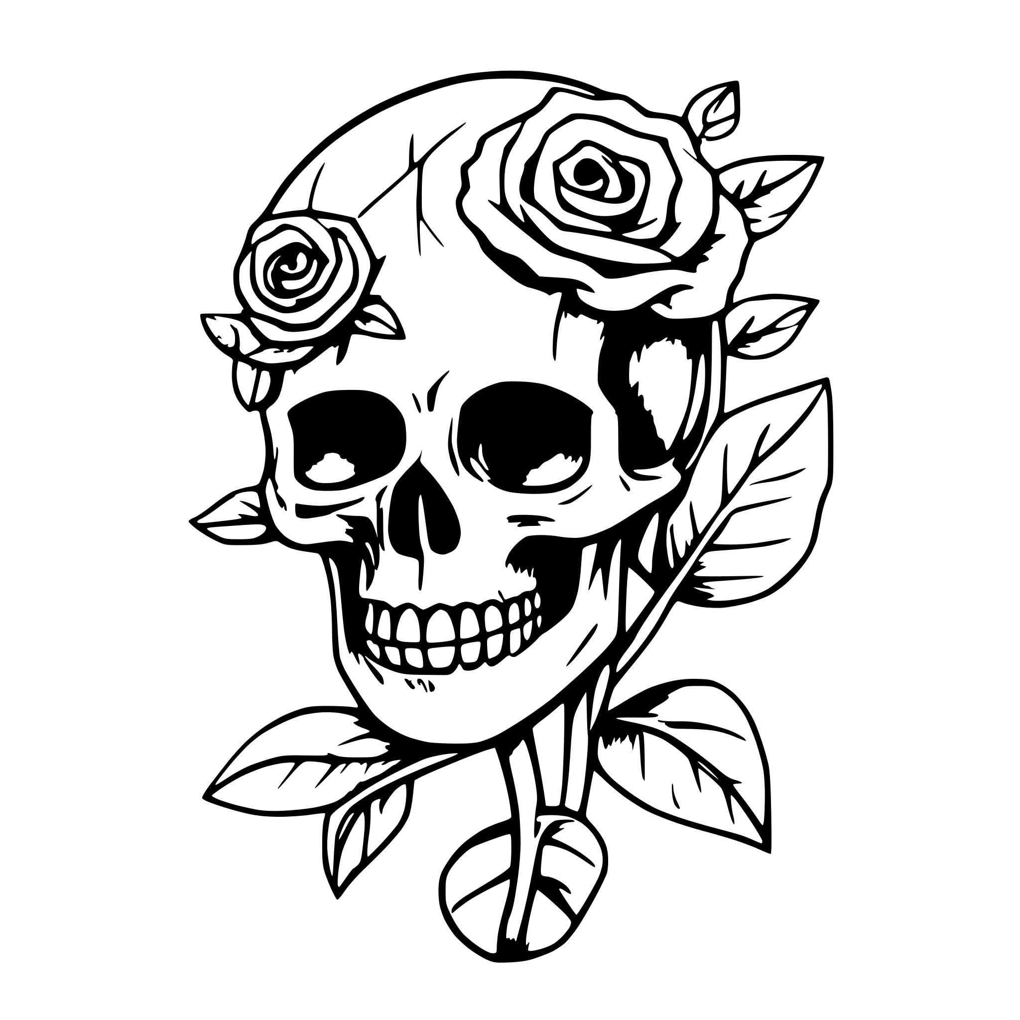 AI-generated SVG of 'skull and rose'