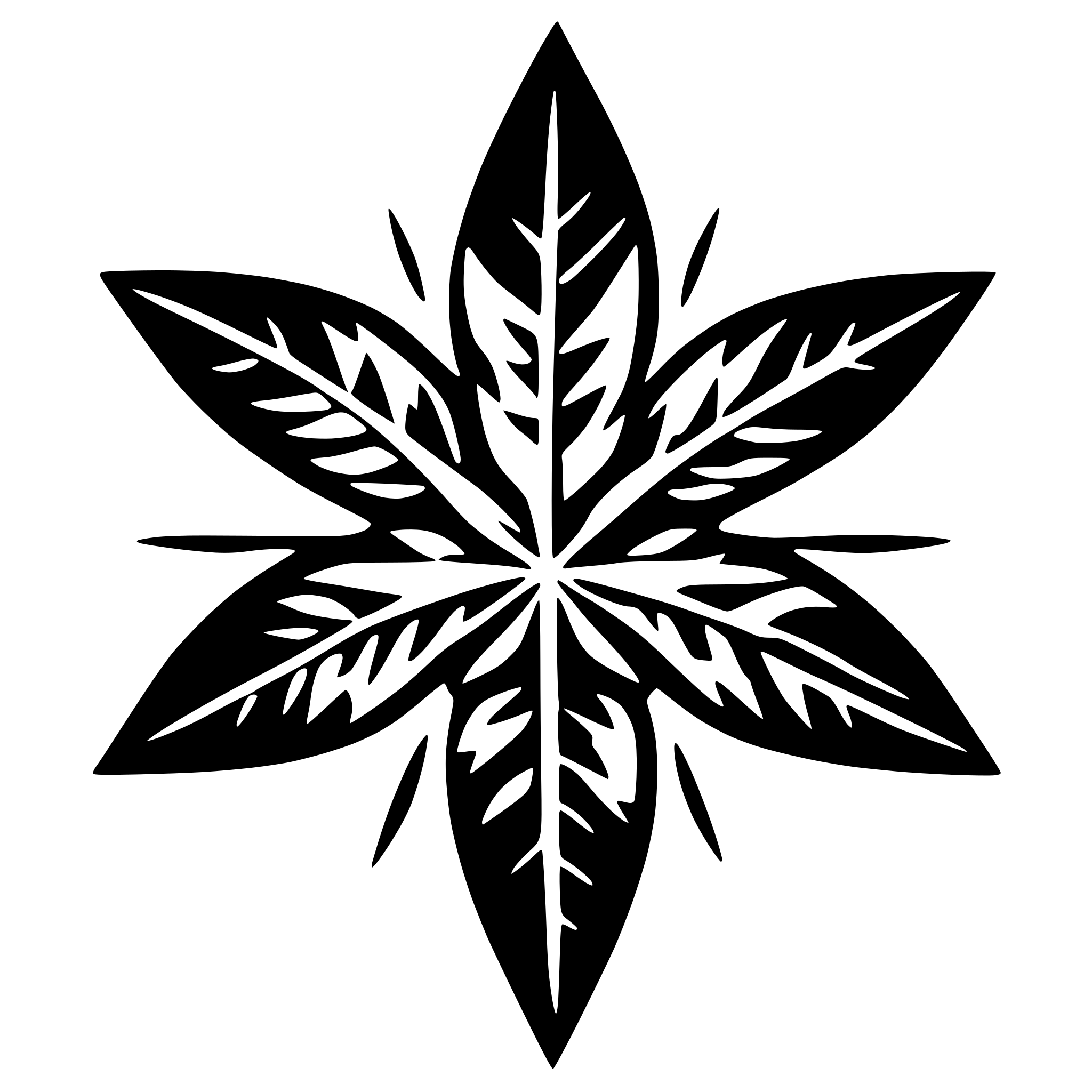 AI-generated SVG of 'simple, cannabis snowflake'
