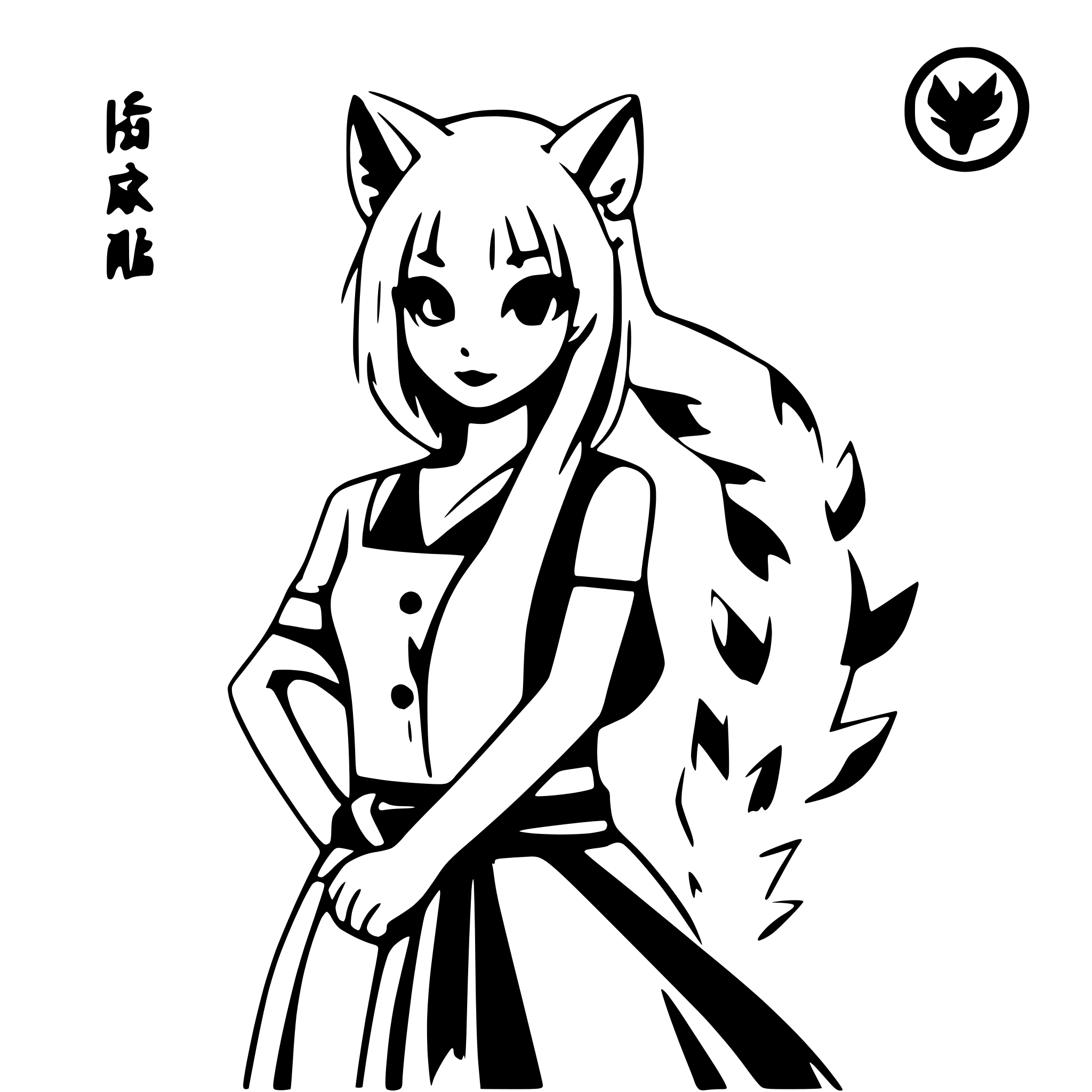 AI-generated SVG of a kitsune with nine tails