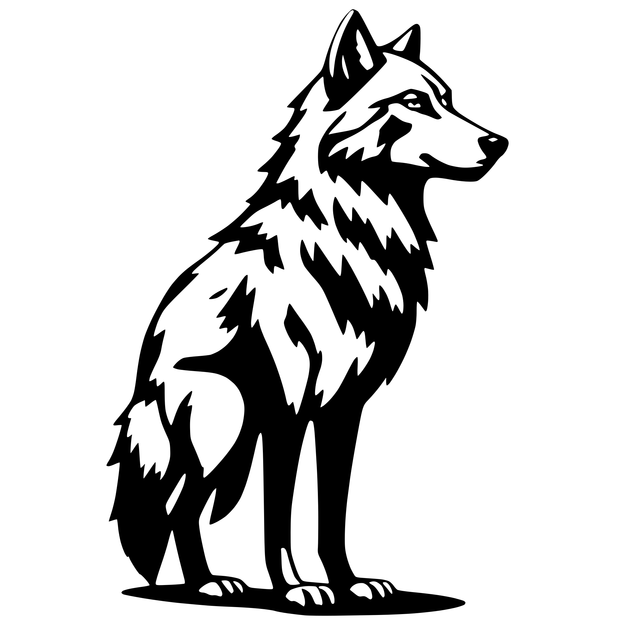 AI-generated SVG of a wolf, side view, nostalgic