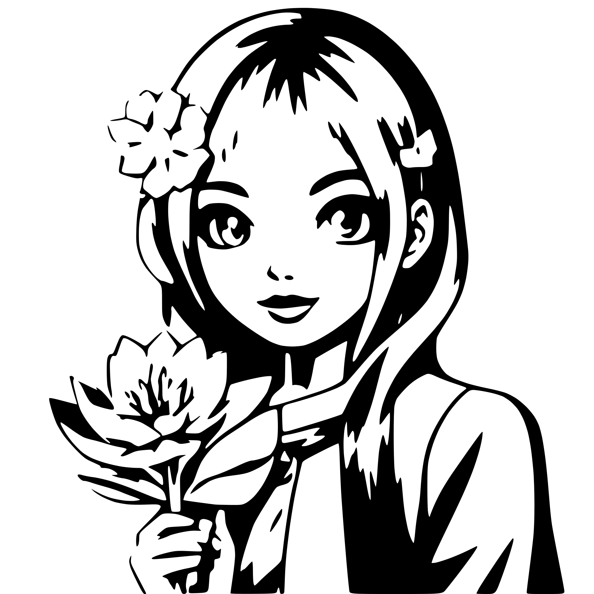 AI-generated SVG of 'girl with flower'