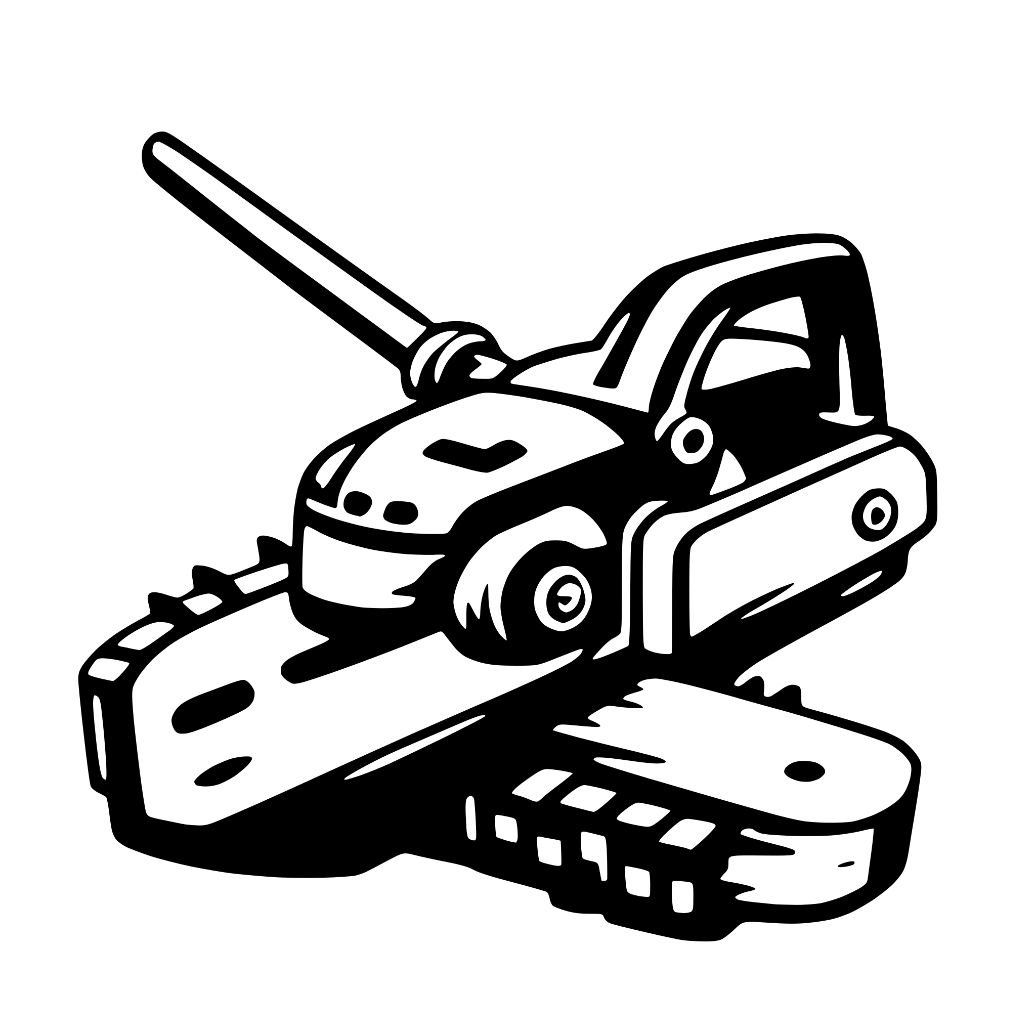 The SVG depicts a stylized, simplified illustration of a chainsaw. The chainsaw is shown in a side view, with the guide bar and chain visible on the right side. The guide bar is angled downward, and the chain is wrapped around the guide bar, indicating that the saw is in a ready position. The illustration is monochromatic, with the chainsaw rendered in a darker shade, providing a clear contrast against the lighter background. The style is minimalistic, with clean lines and no additional details or textures. 