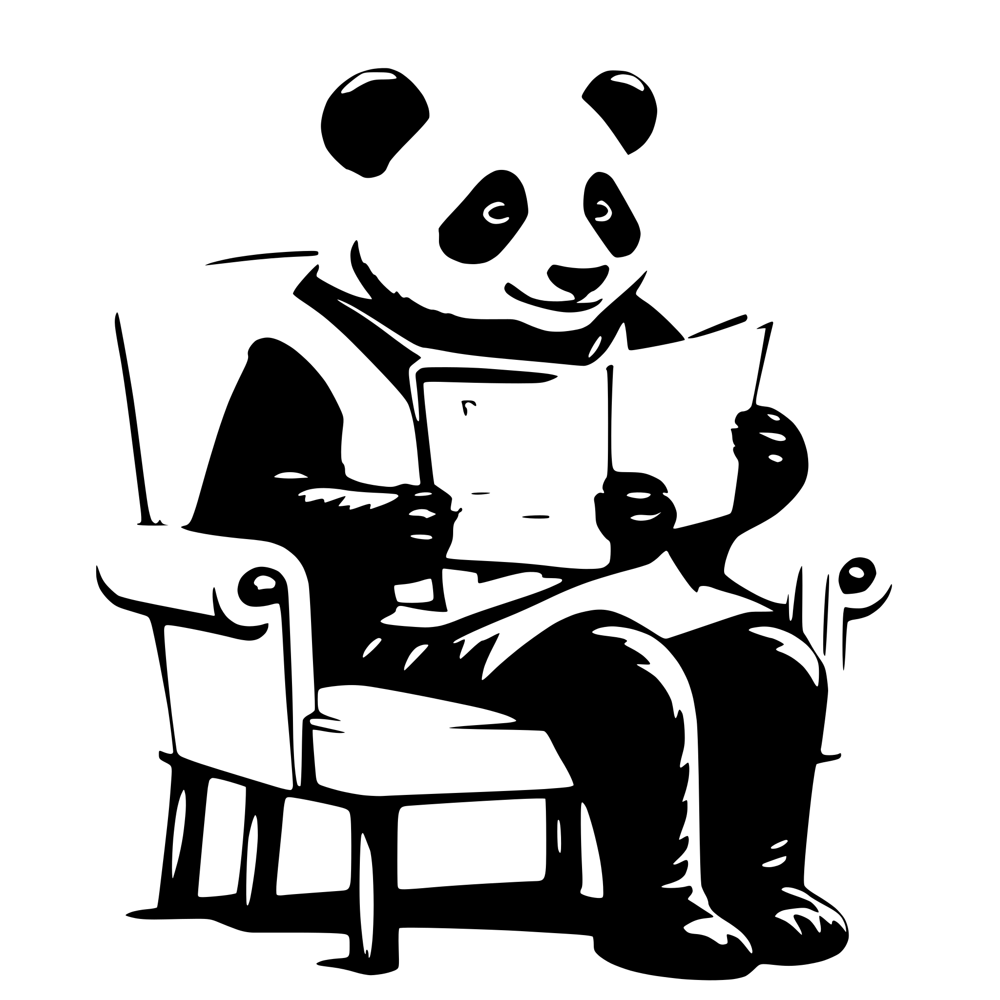 AI-generated SVG of 'a panda sit in a chair, reading a big book'