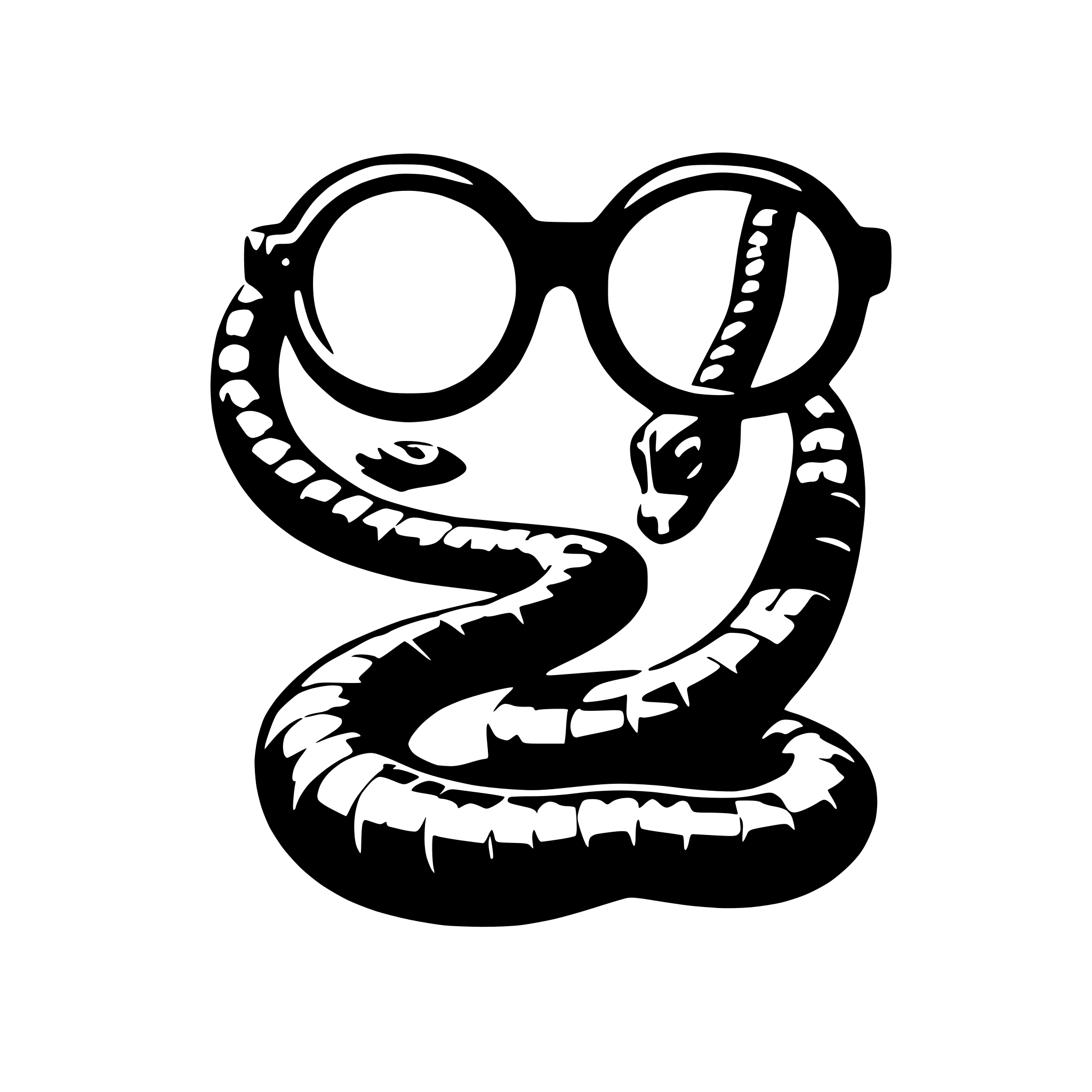 AI-generated SVG of a snake with glasses