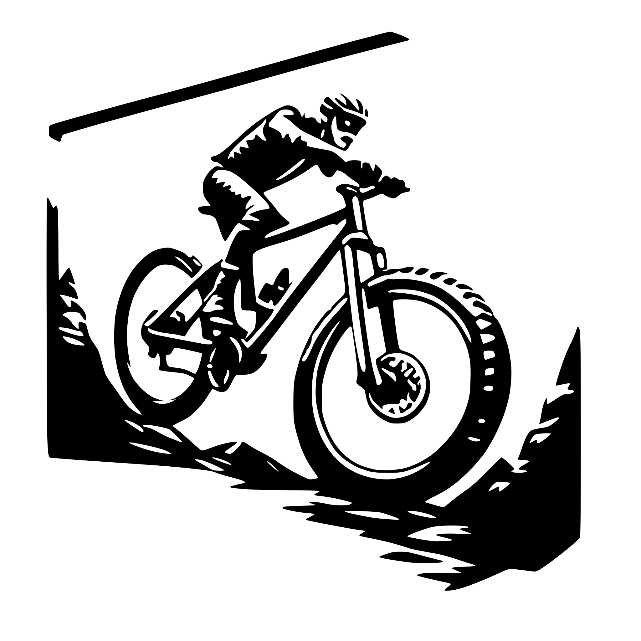 AI-generated SVG of a mountainbike breaking out of a picture frame