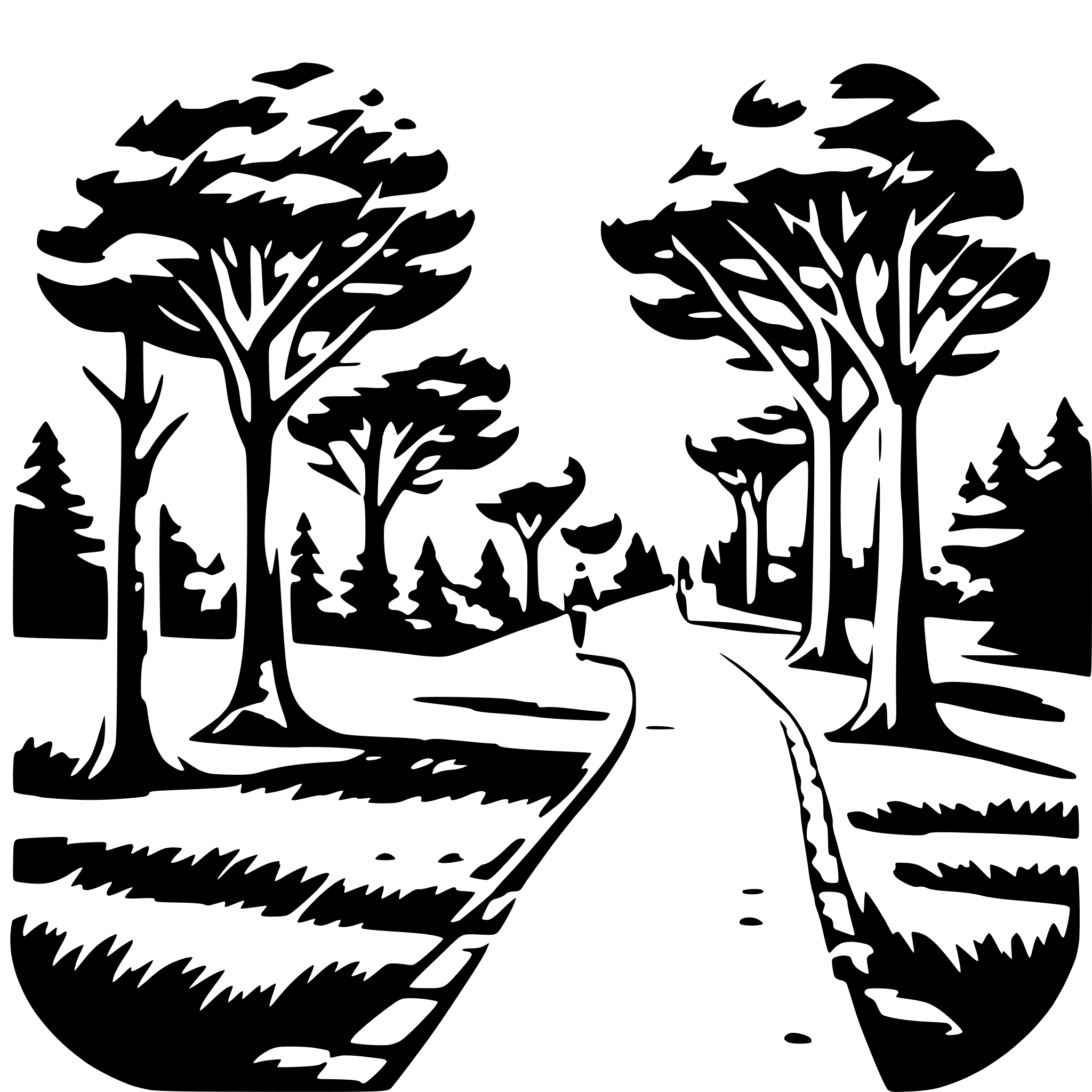 AI-generated SVG of a running path with trees and audience