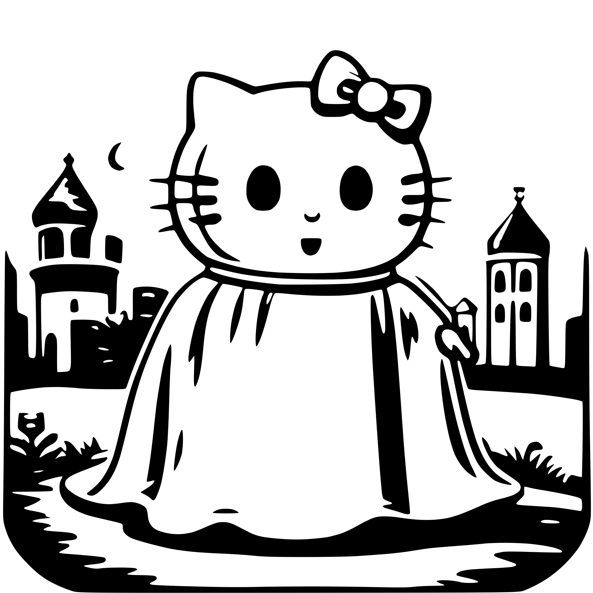 AI-generated SVG of a hello kitty ghost