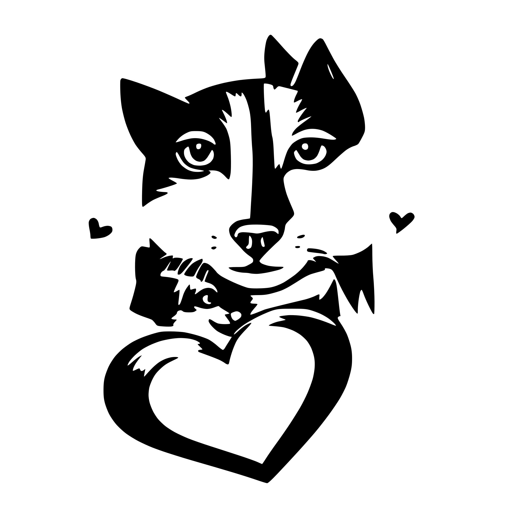 AI-generated SVG of a Small black heart with cat or dog or star AI-generated SVG of a Small black heart with cat or dog or star