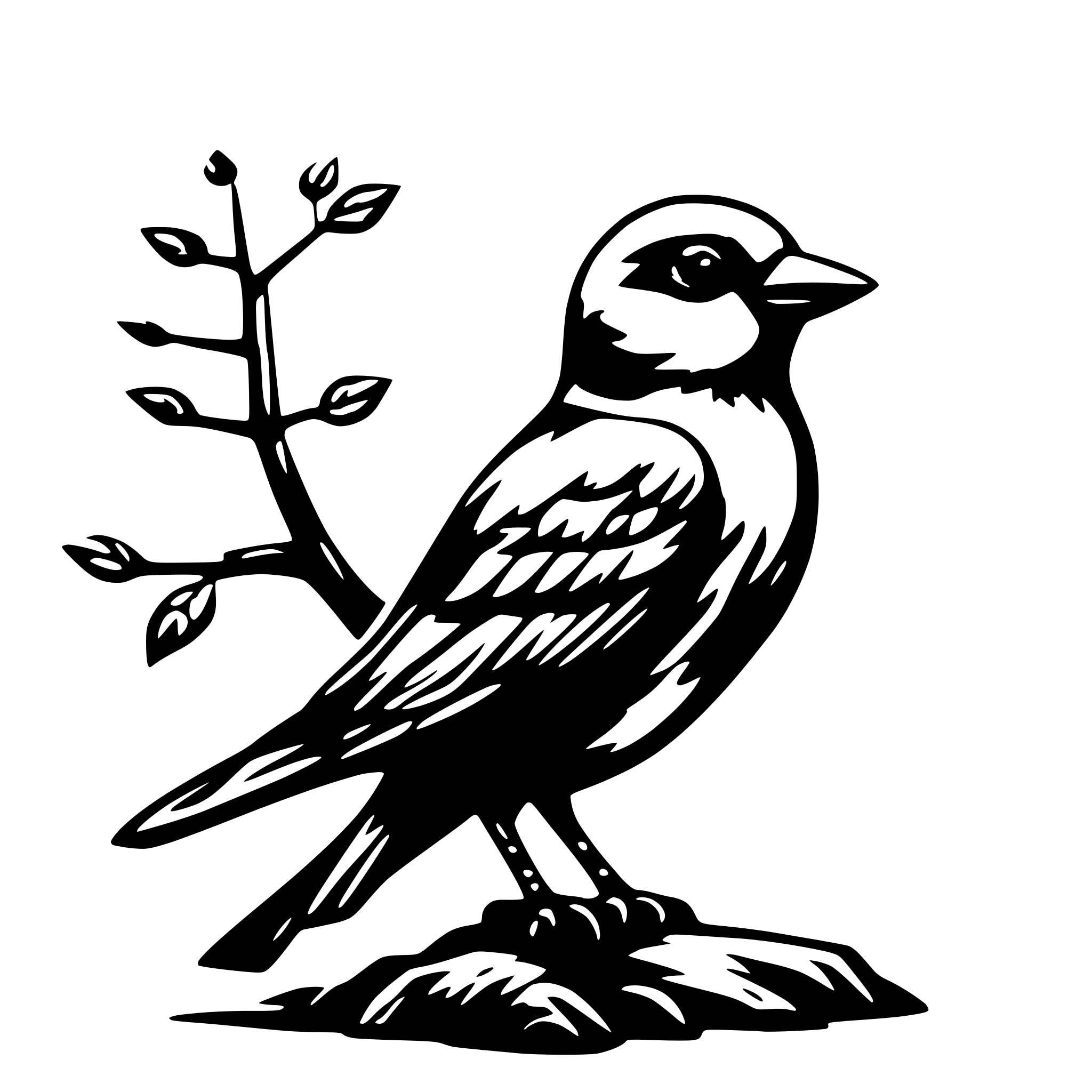 AI-generated SVG of 'Bird in atree'