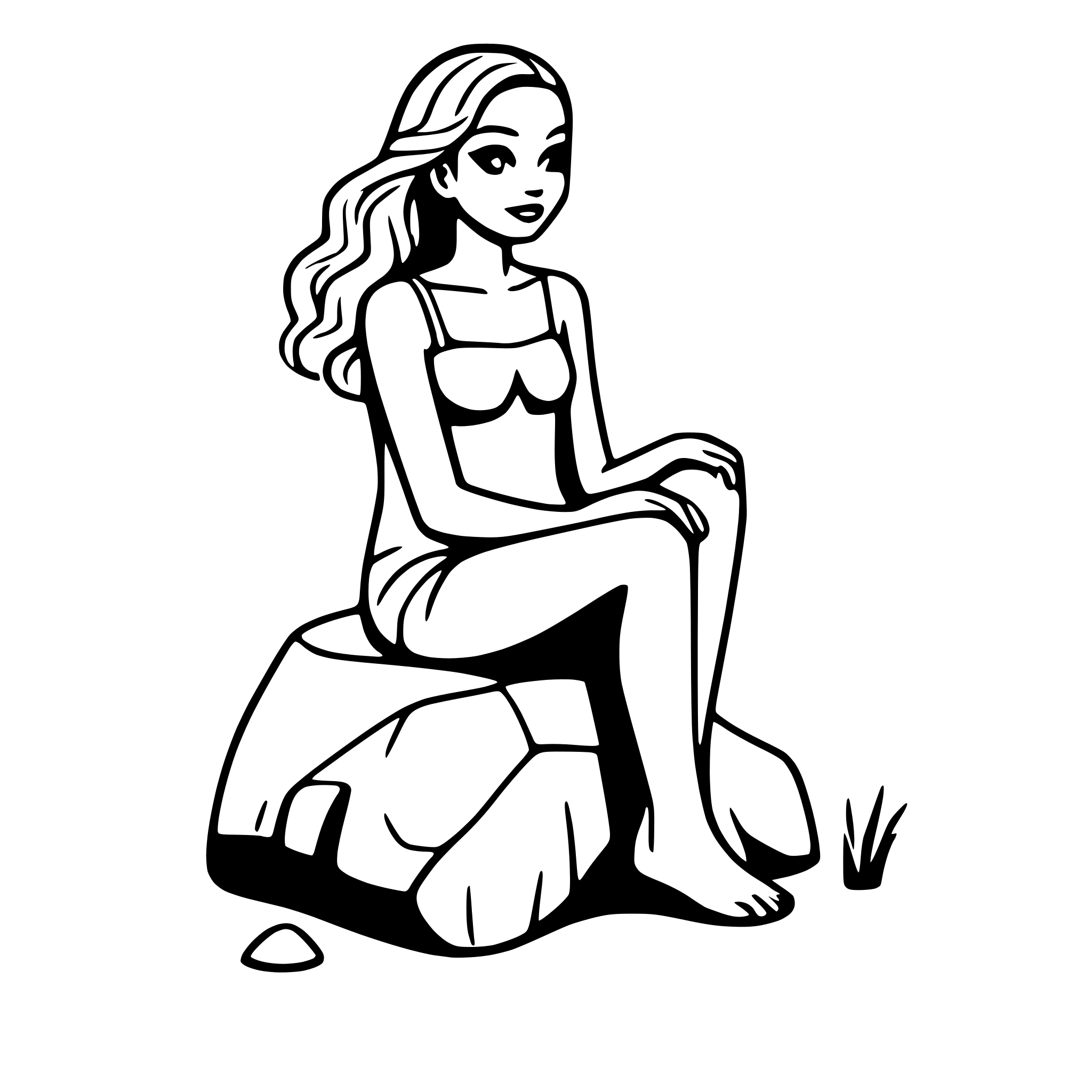 AI-generated SVG of 'mermaid sitting on rock'