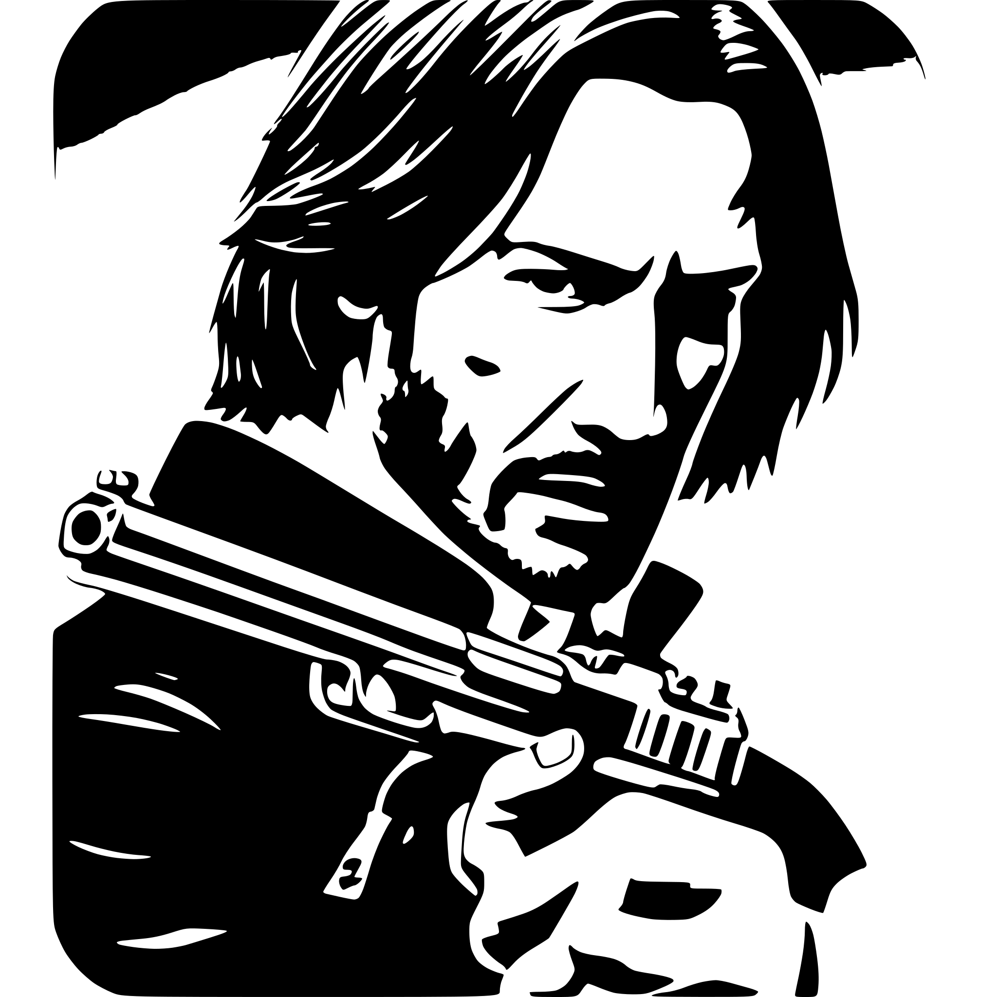 AI-generated SVG of a Generate a vector of Keanu Reeves John Wick with a gun AI-generated SVG of a Generate a vector of Keanu Reeves John Wick with a gun
