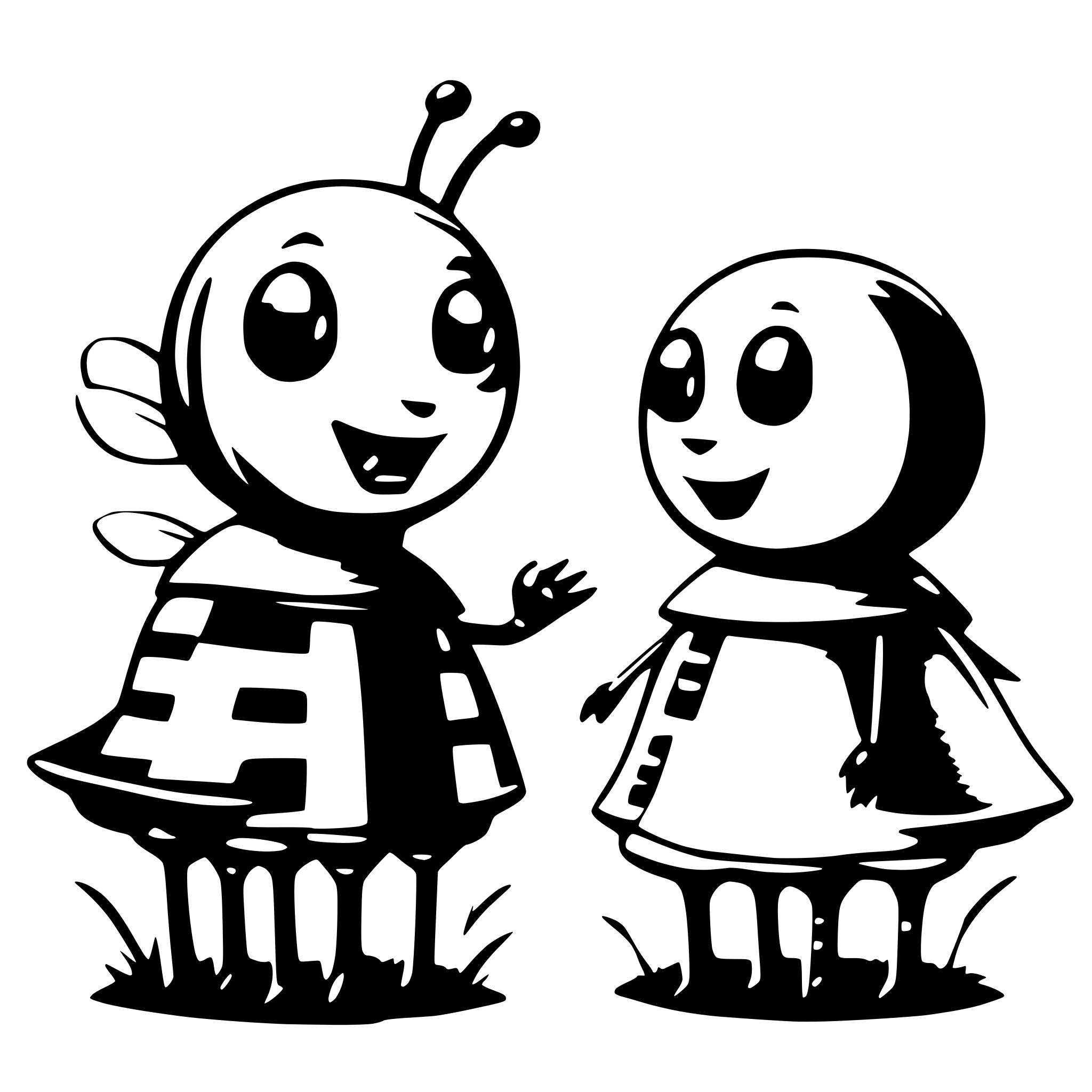 AI-generated SVG of a two bees with a face who looks like a ghost