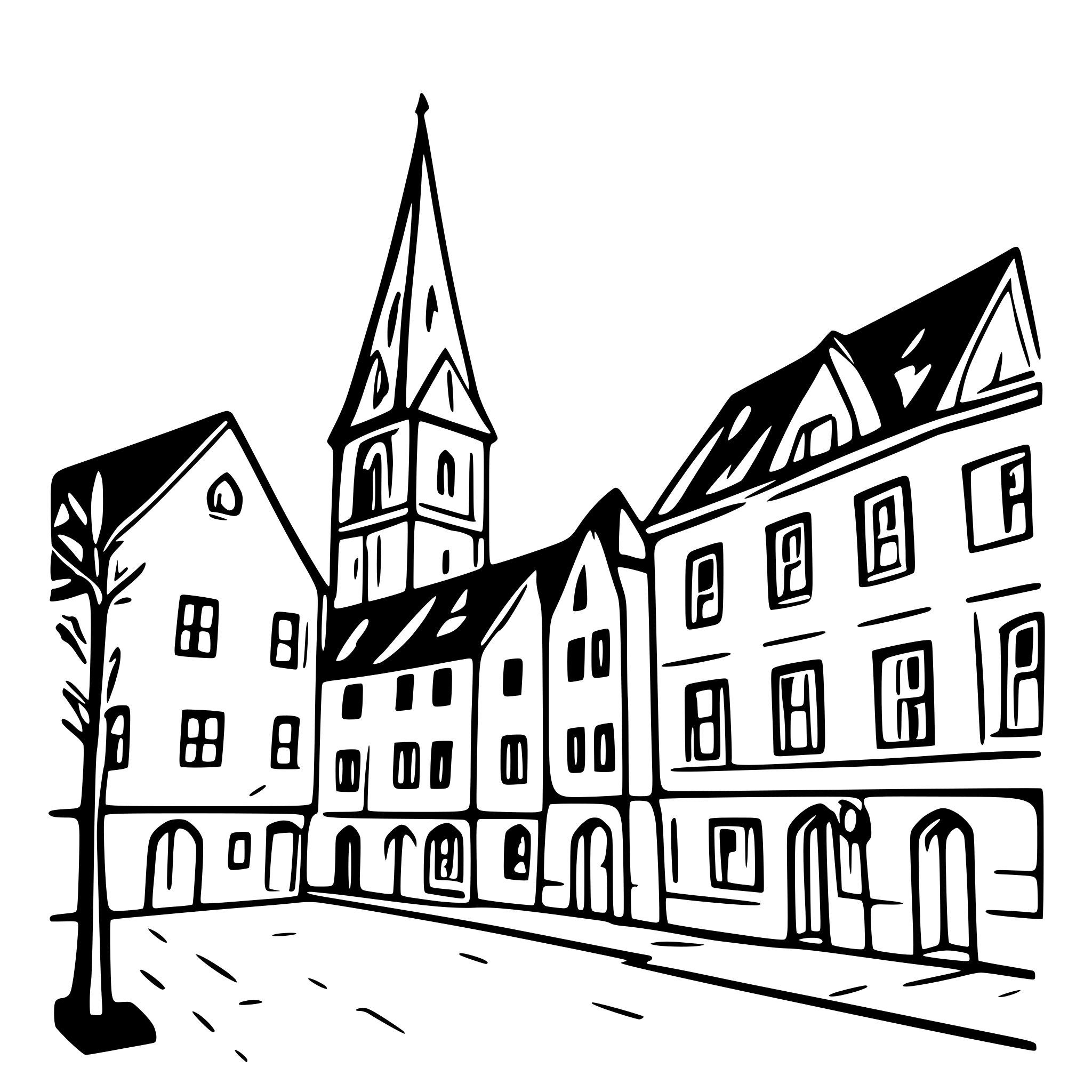 AI-generated SVG of a City of Ulm, Germany in 1879, with classic buildings and small-town atmosphere in the 19th century