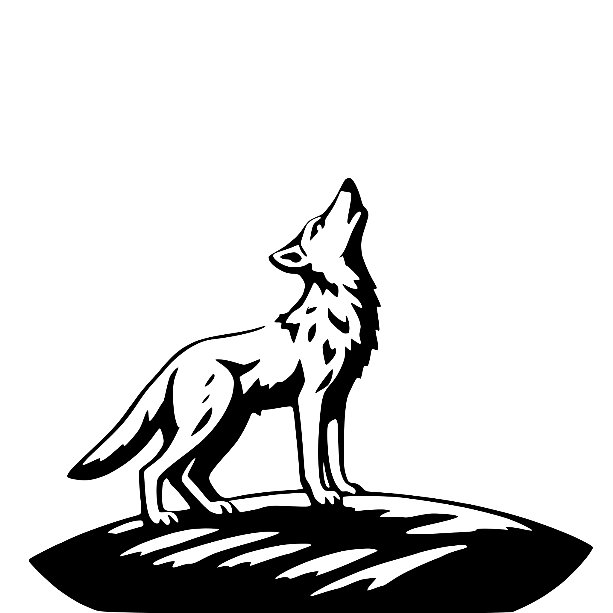 AI-generated SVG of a Coyote howling at the moon. No background.