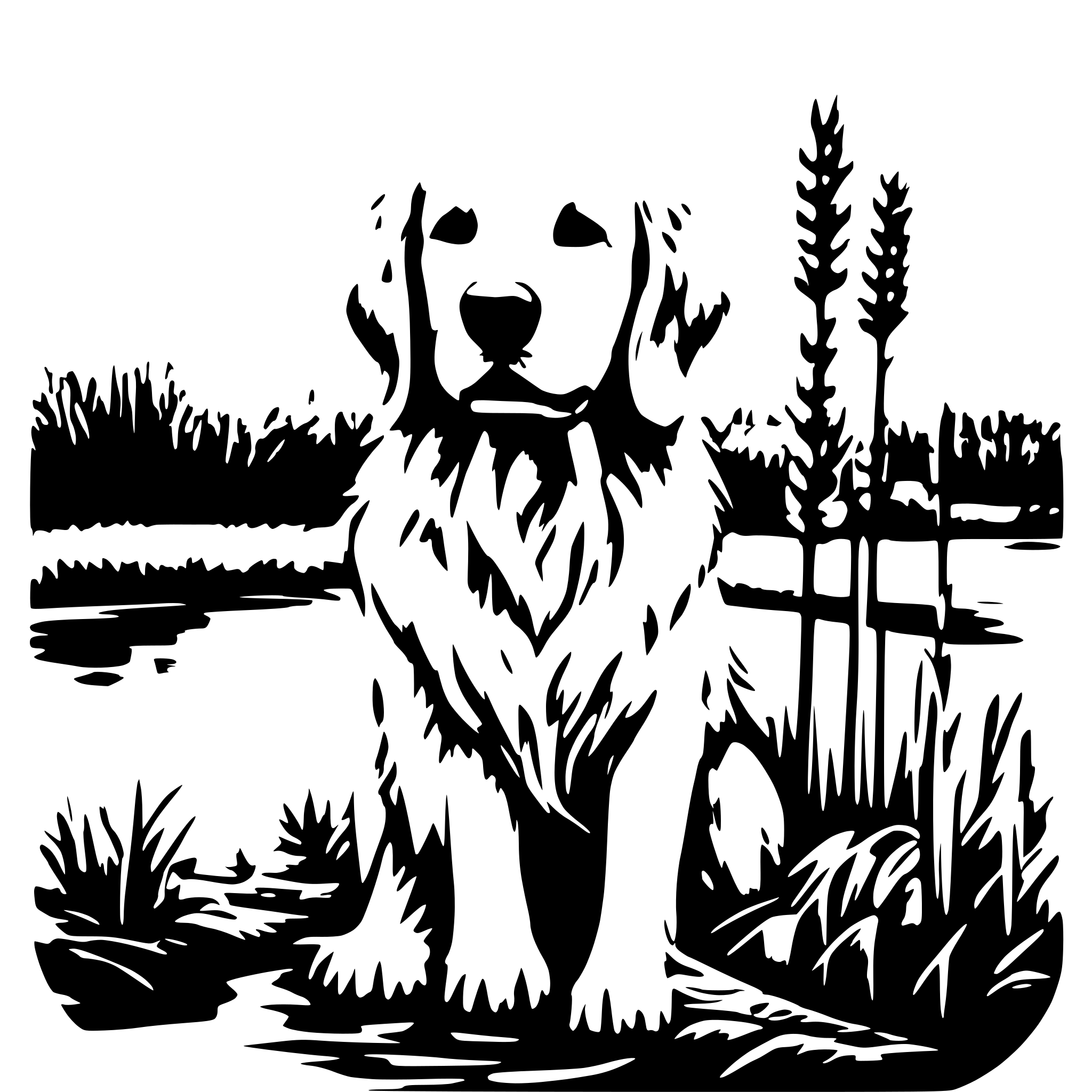 AI-generated SVG of 'golden retriever in cattails'