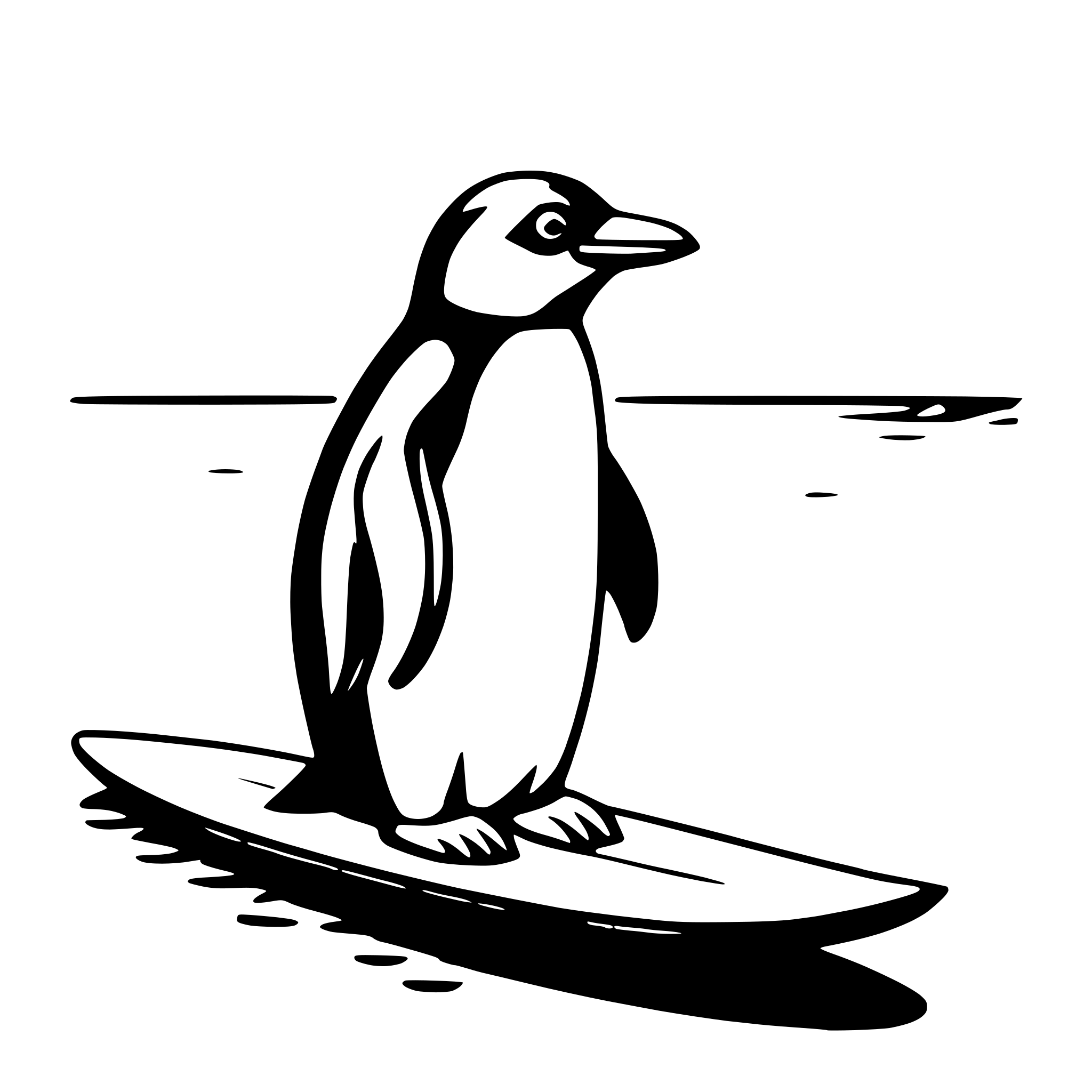 AI-generated SVG of a penguin on surfboard