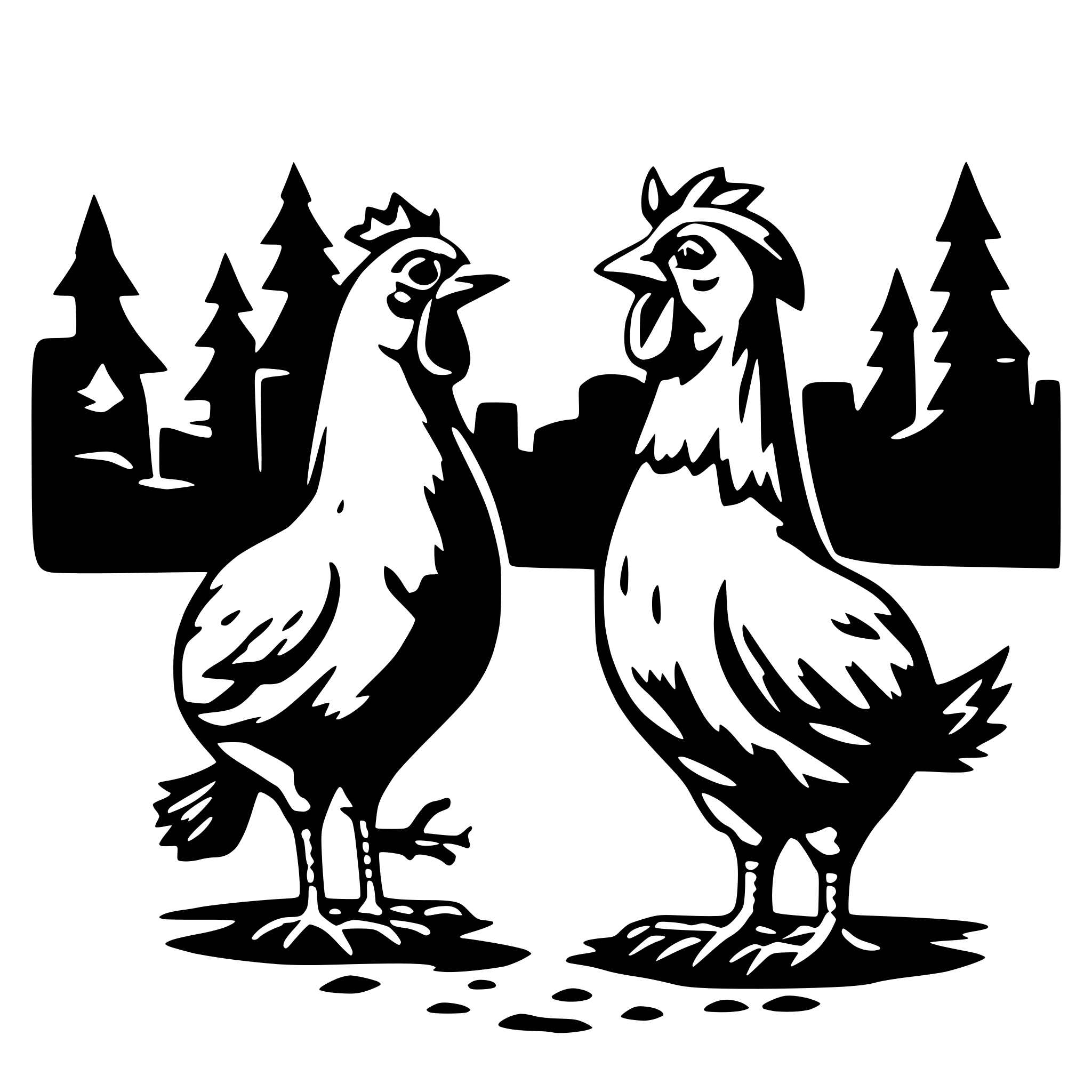 AI-generated SVG of 'rooter and hen arguing'