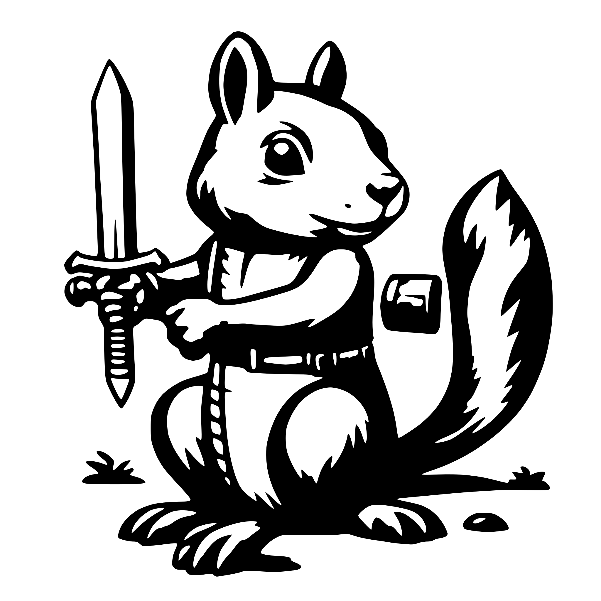 AI-generated SVG of 'Squirrel with a sword'