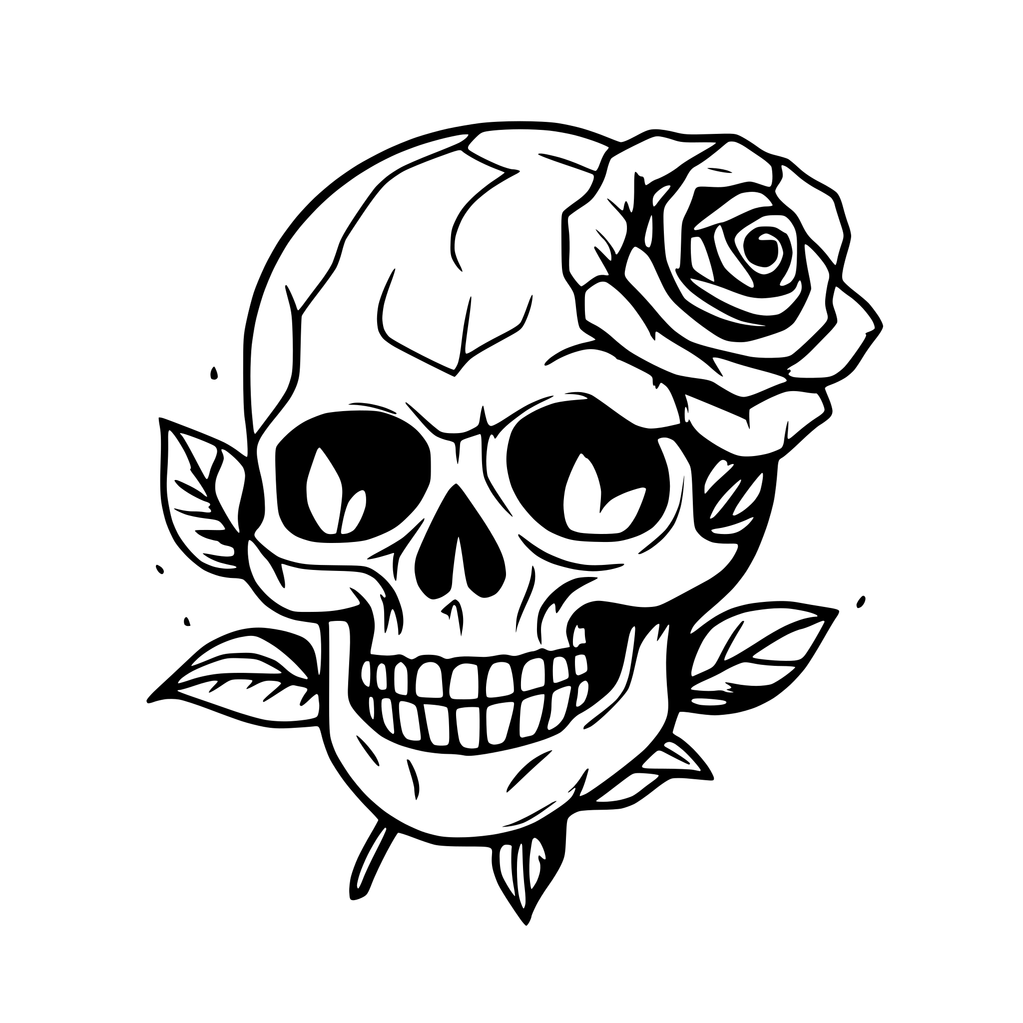 AI-generated SVG of a skull and rose