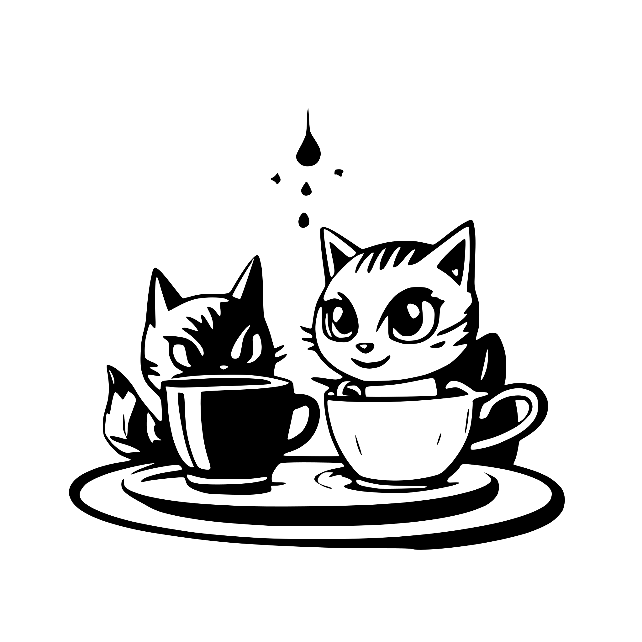 AI-generated SVG of a two atomic space cats drinking coffee on the moon cute retro mid century modern
