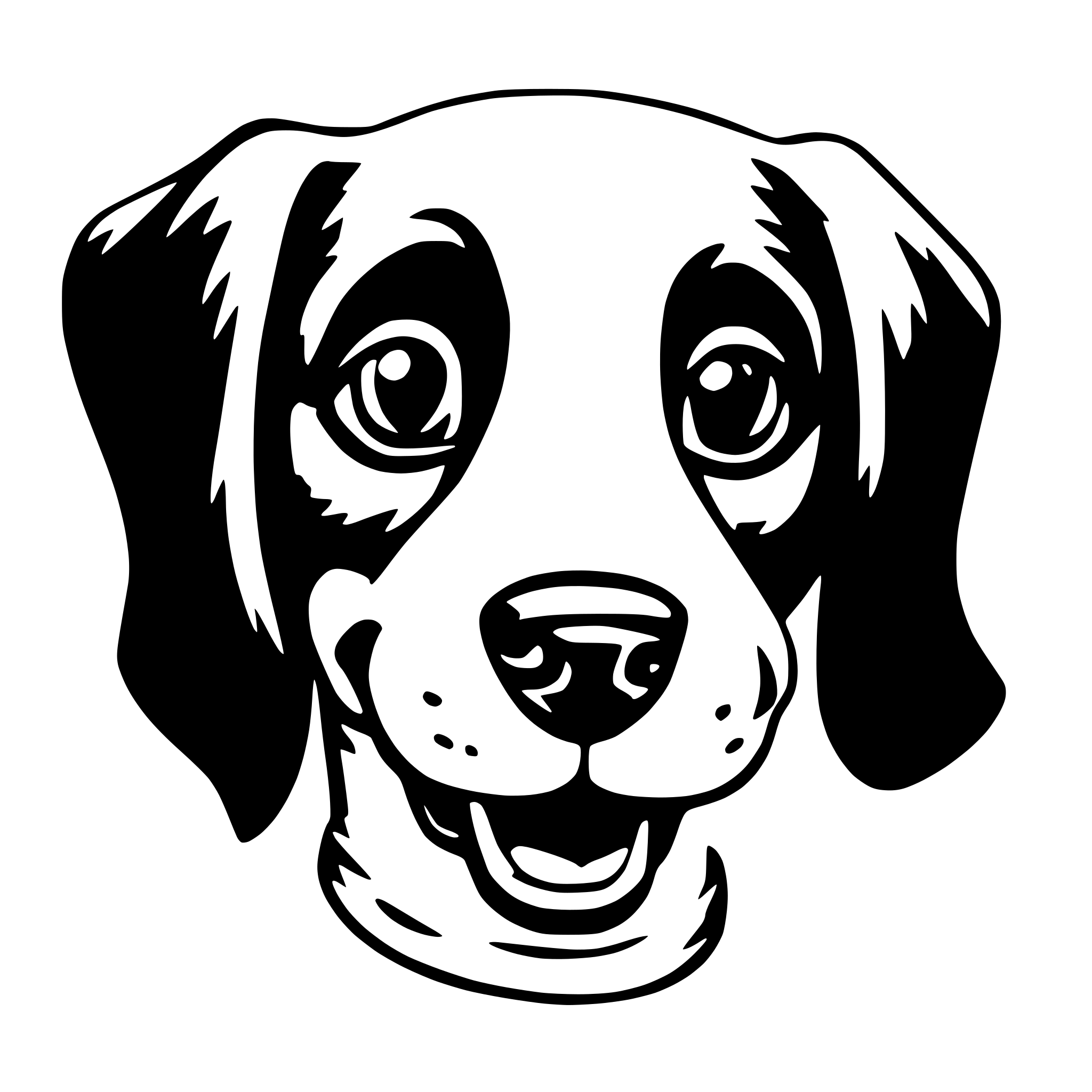 AI-generated SVG of 'cute happy dog face'
