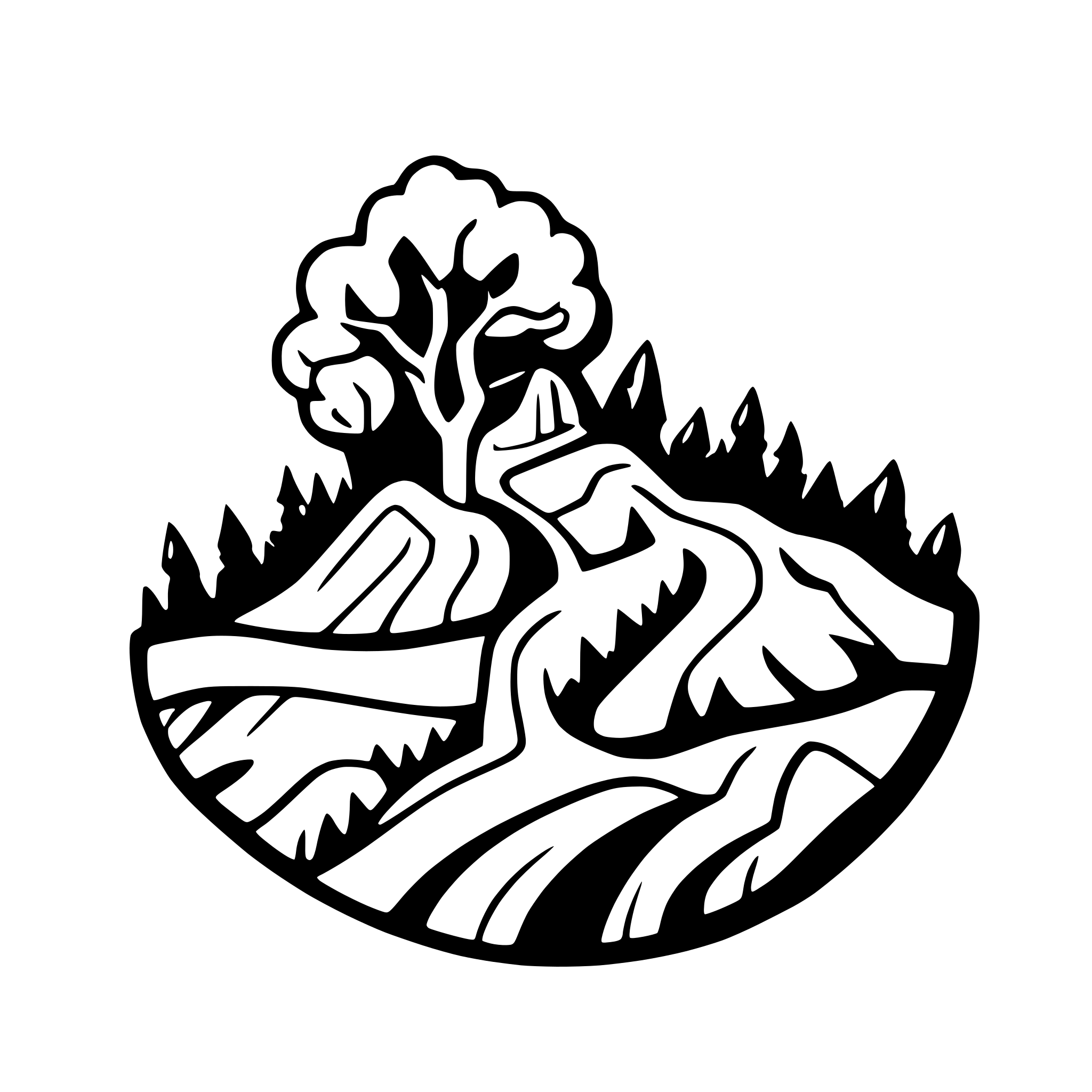 AI-generated SVG of 'hill with tree'