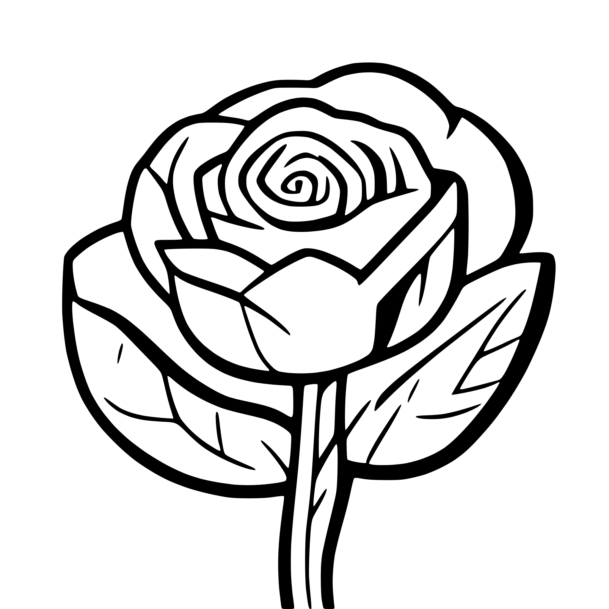 AI-generated SVG of a rose with petals simple drawing to color in, thin uniform lines with no line weight variation
