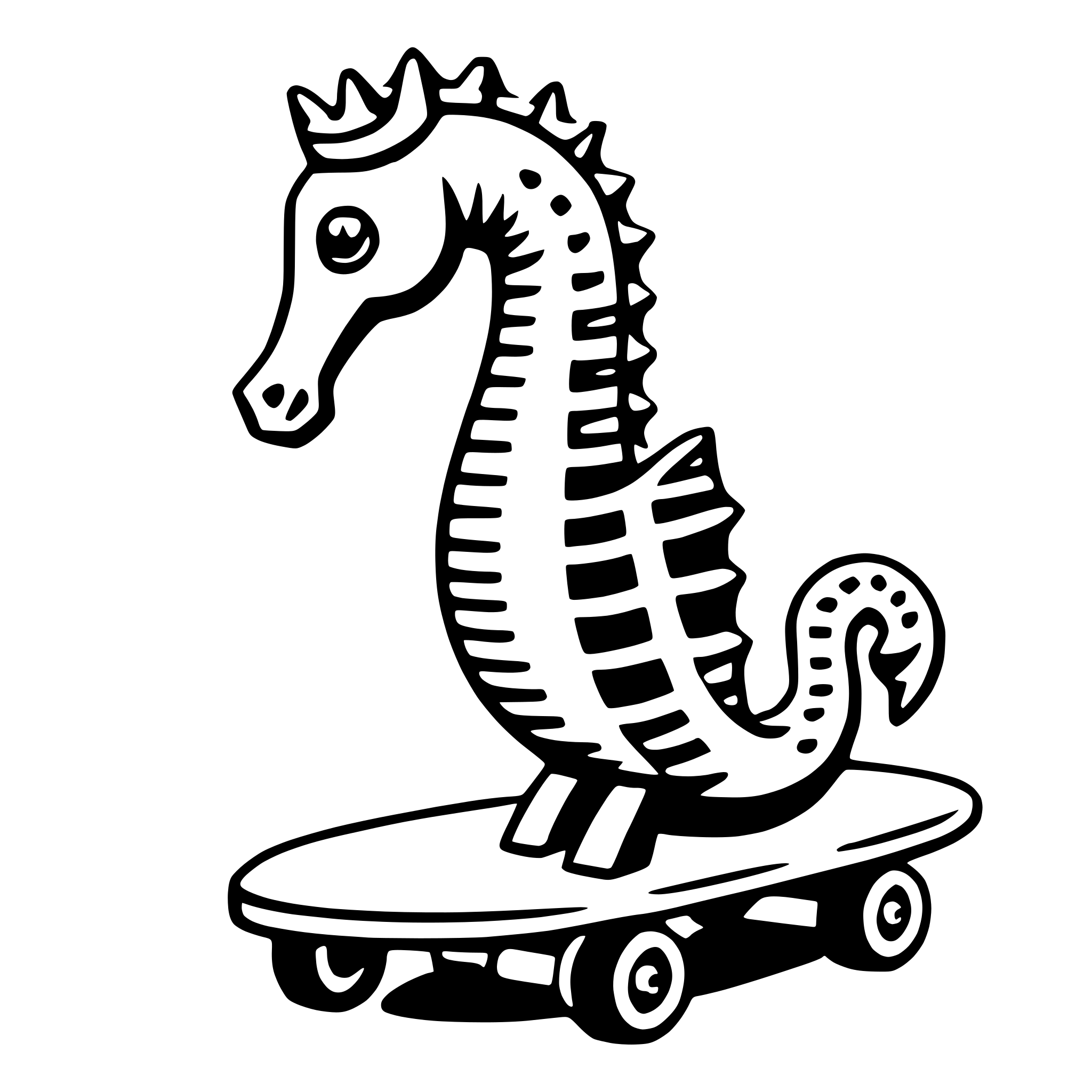 AI-generated SVG of 'seahorse with skateboard'