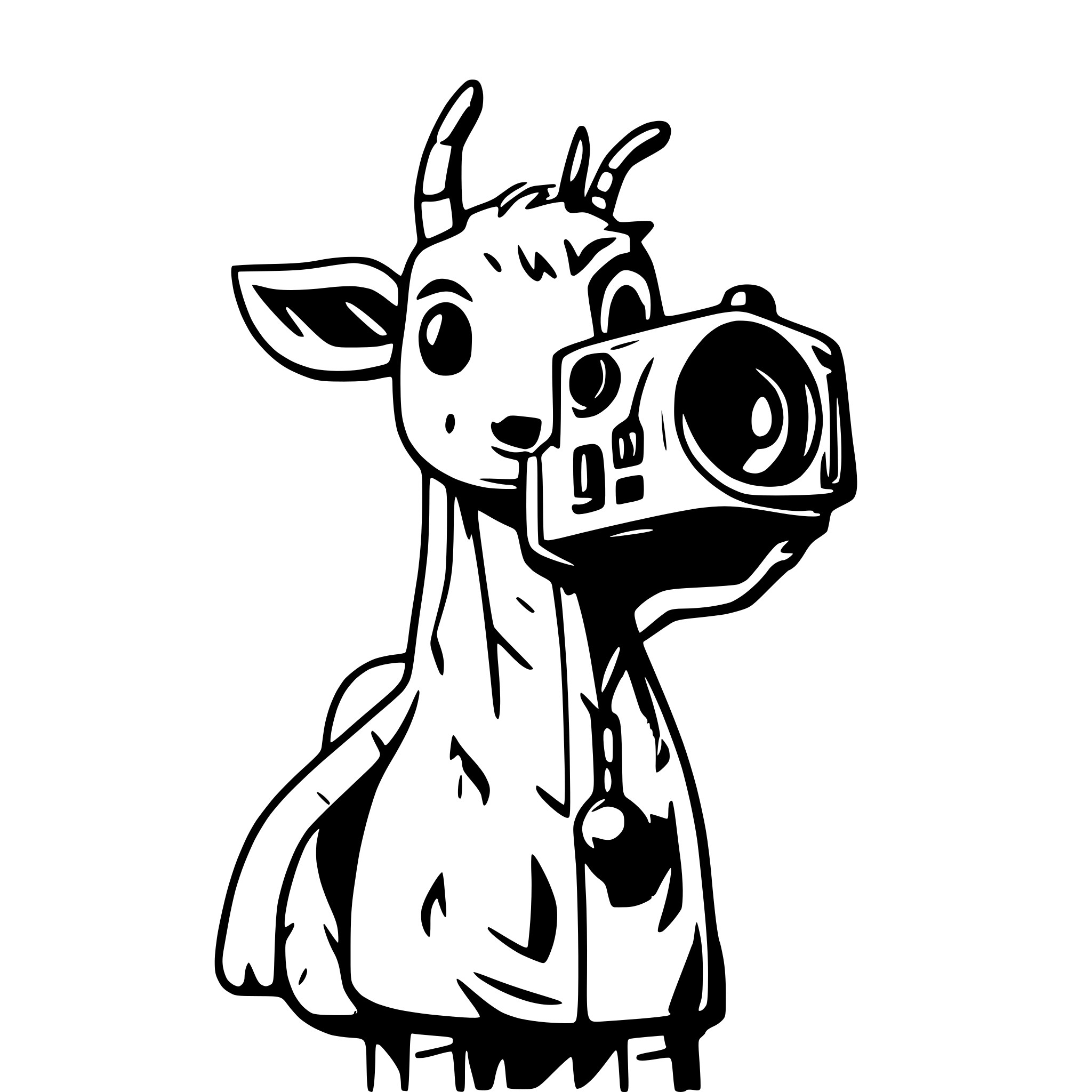 AI-generated SVG of a goat taking photos in space with camera