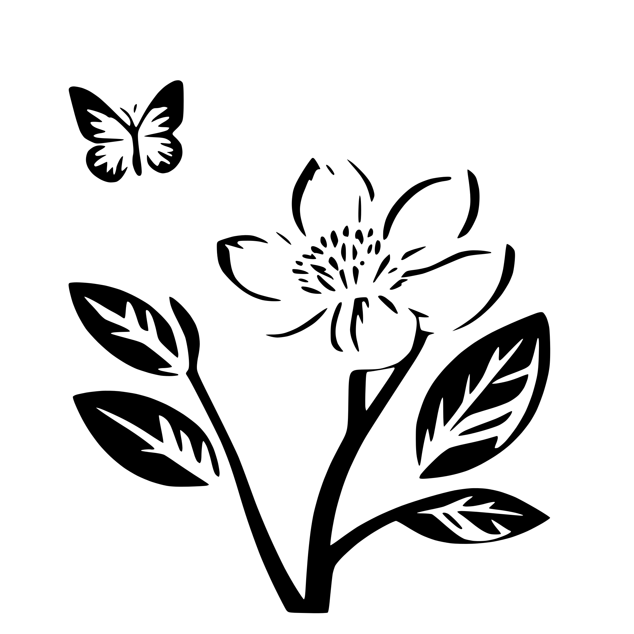 AI-generated SVG of a blooming flower with butterflies