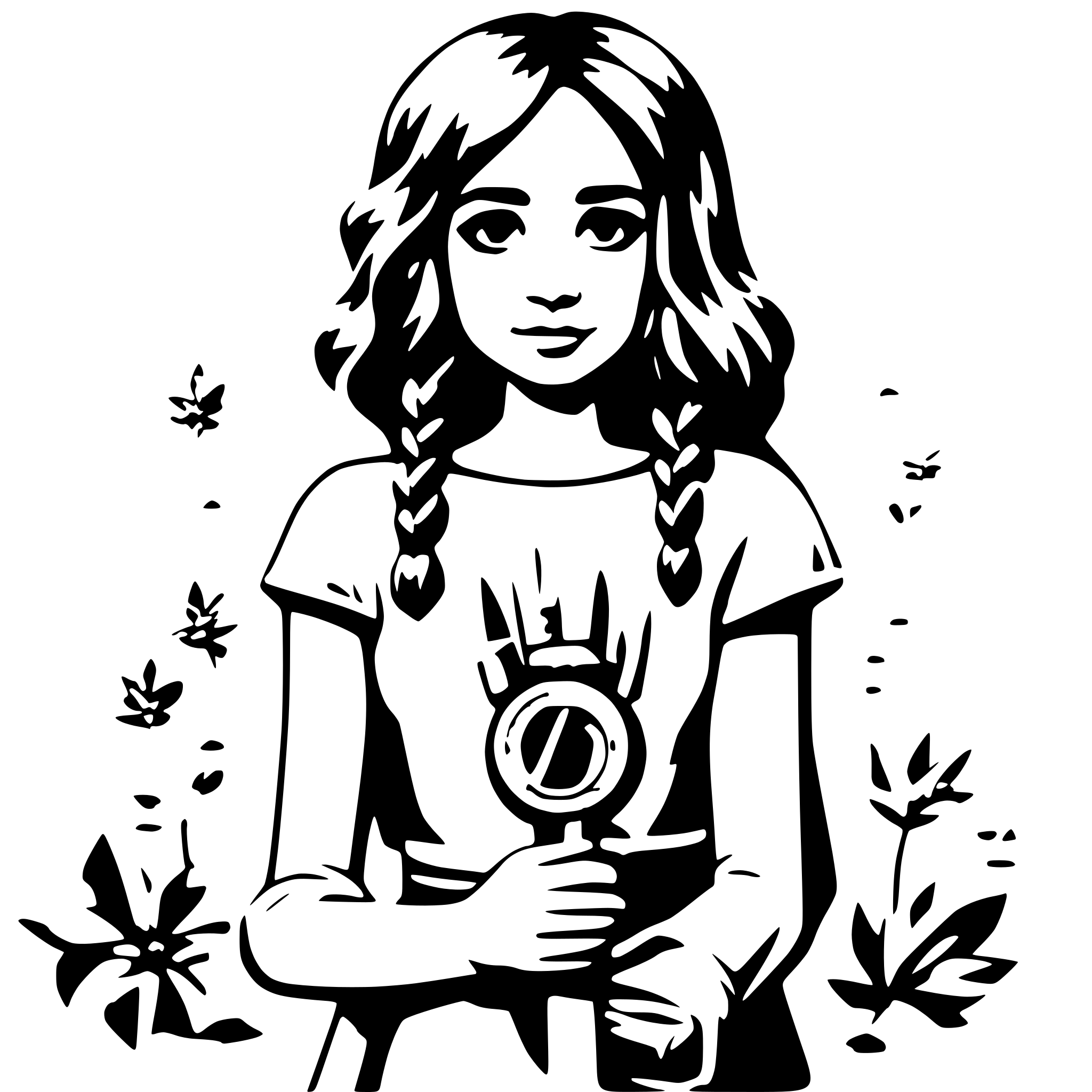 AI-generated SVG of a Hippigirl holds a wapon