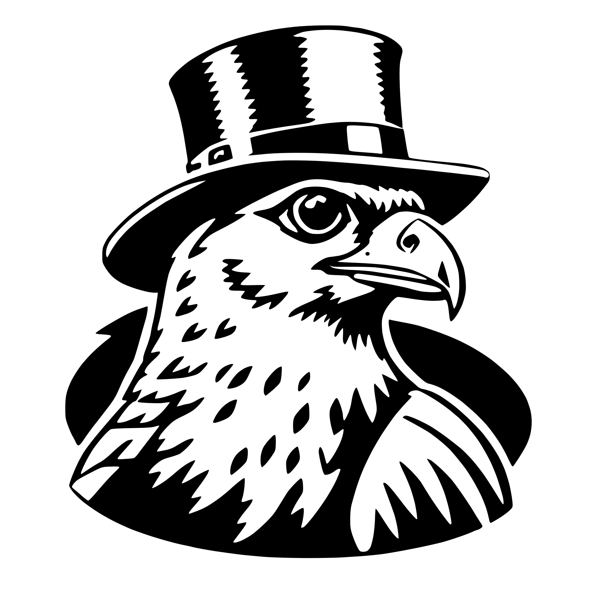 AI-generated SVG of a falcon with fedora