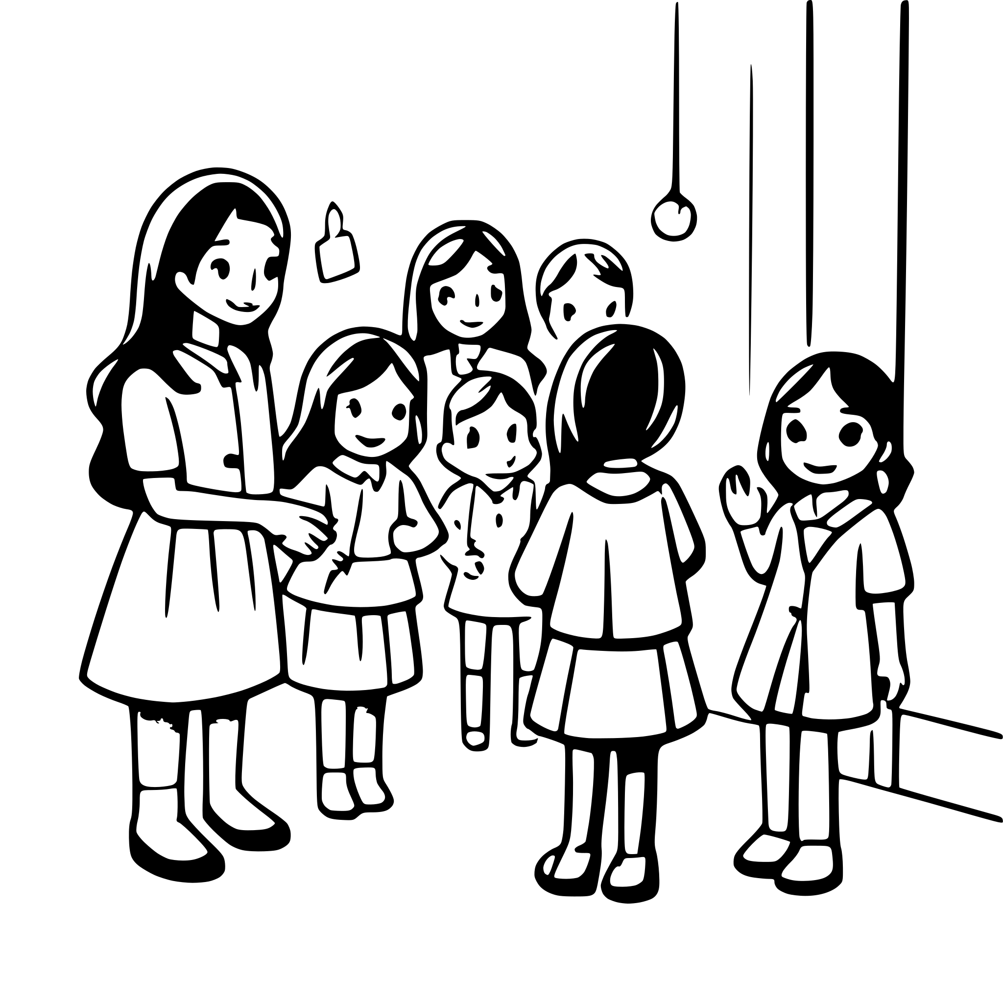 AI-generated SVG of a educator says goodbye to 8 children in the kindergarden