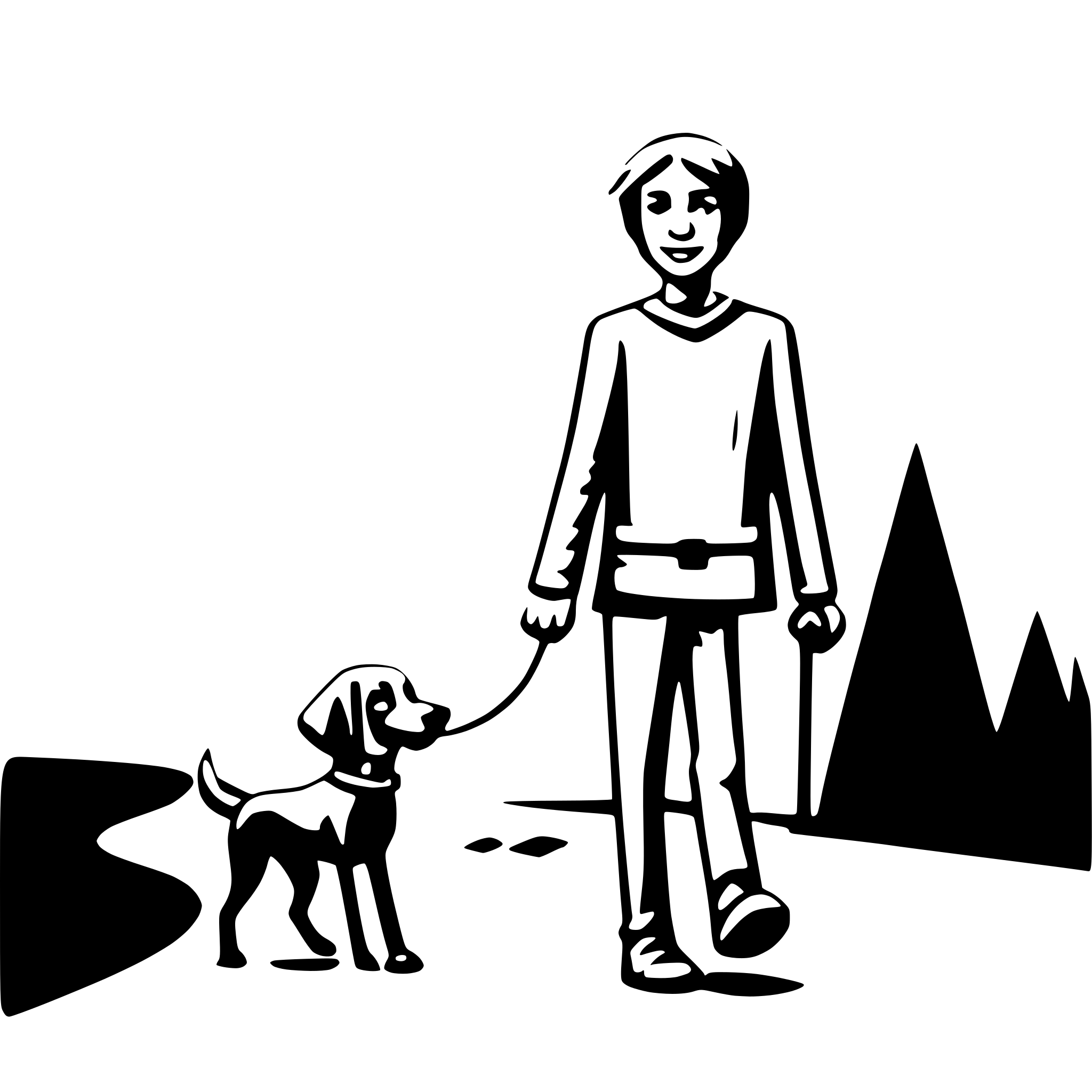 AI-generated SVG of 'stickman walking his dog'