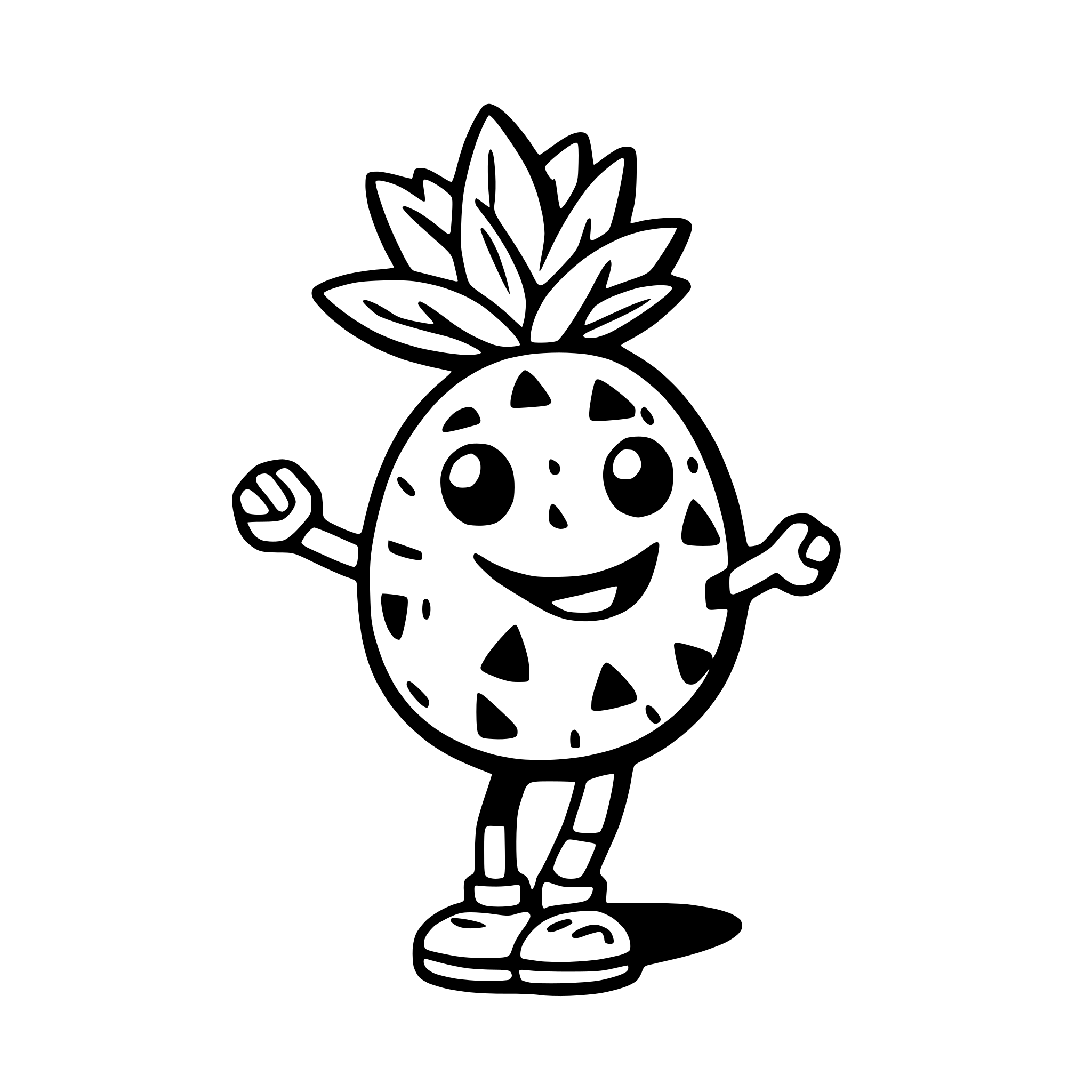 AI-generated SVG of a a dancing pineapple surrounded by musical notes