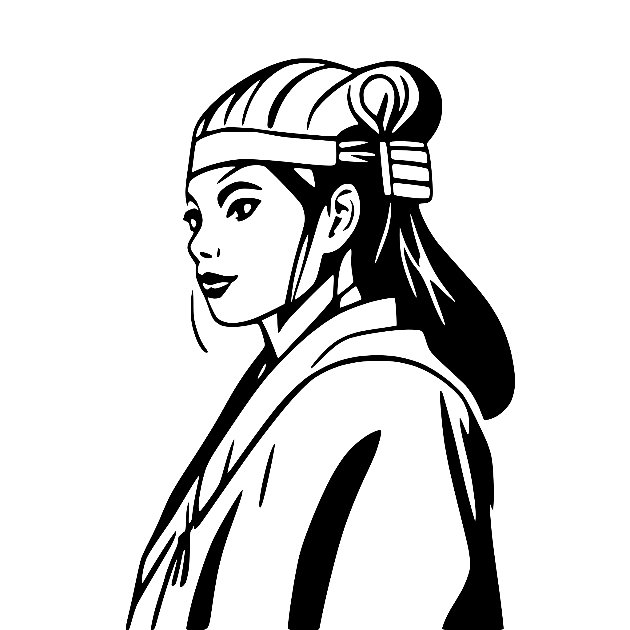 AI-generated SVG of a old samurai side view, nostalgic