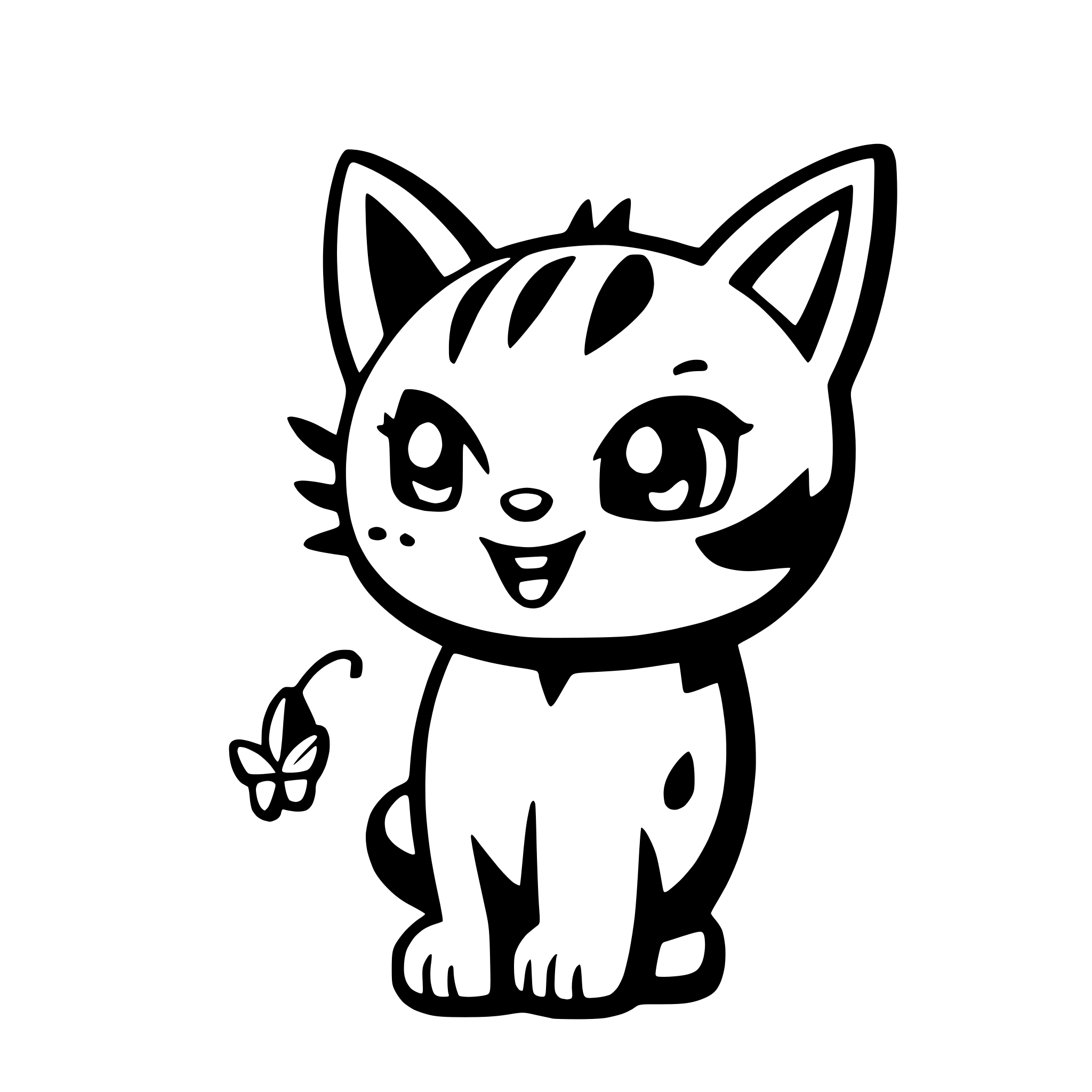 AI-generated SVG of a a playful kitten chasing a butterfly