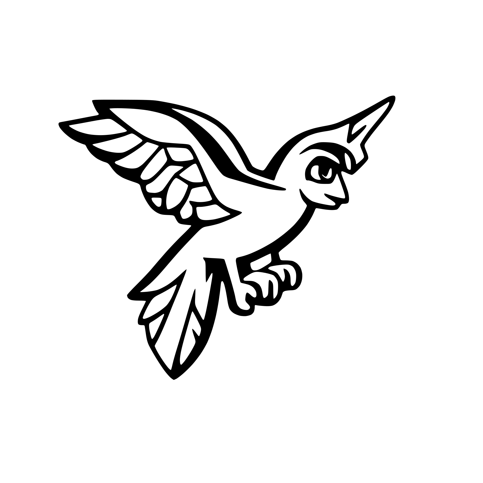 AI-generated SVG of a side profile of a cartoon falcon flying