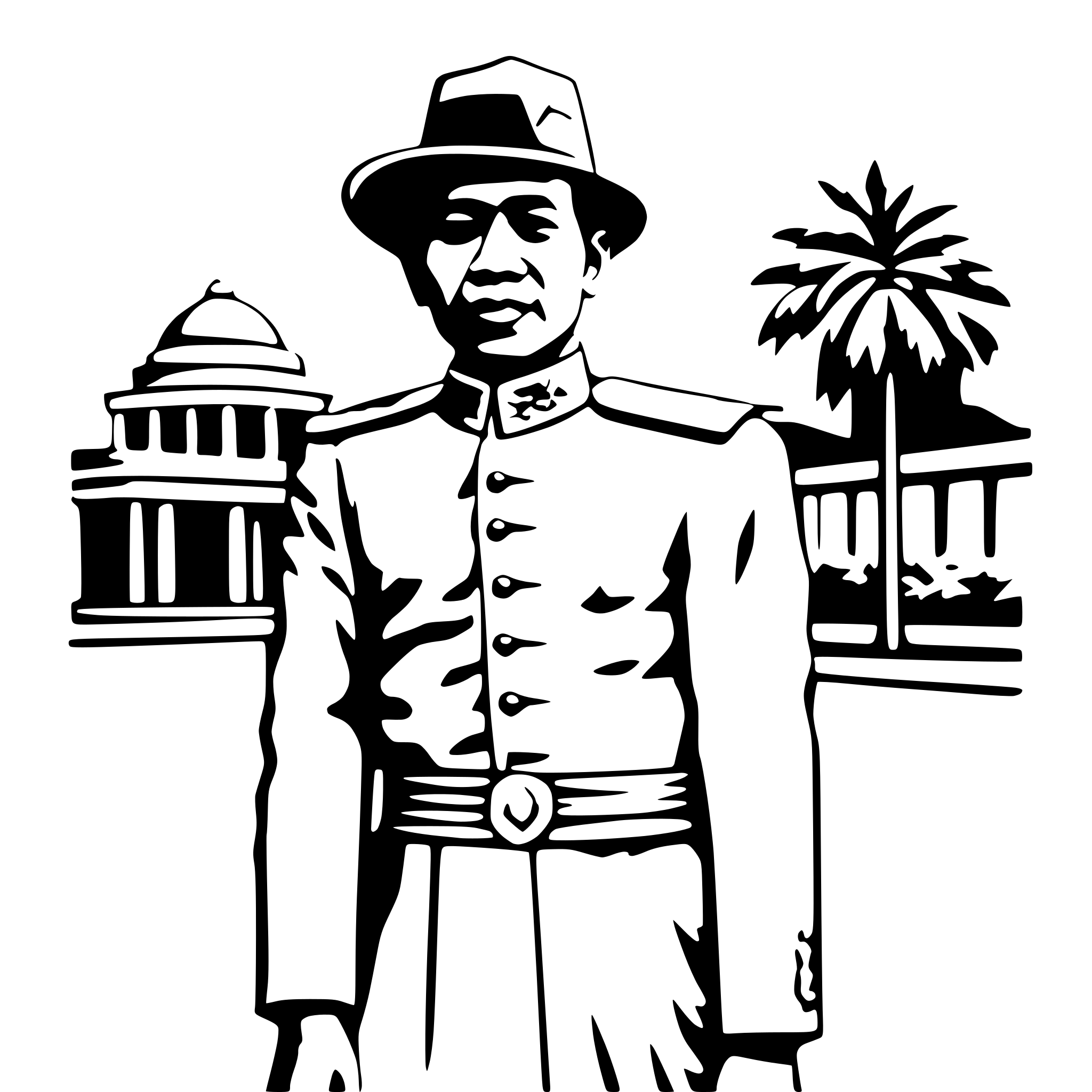 AI-generated SVG of a Portrait of Soekarno, wearing traditional Javanese clothing, standing with enthusiasm in the city of Surabaya in the early 1900s, the setting of the city is colonial times.