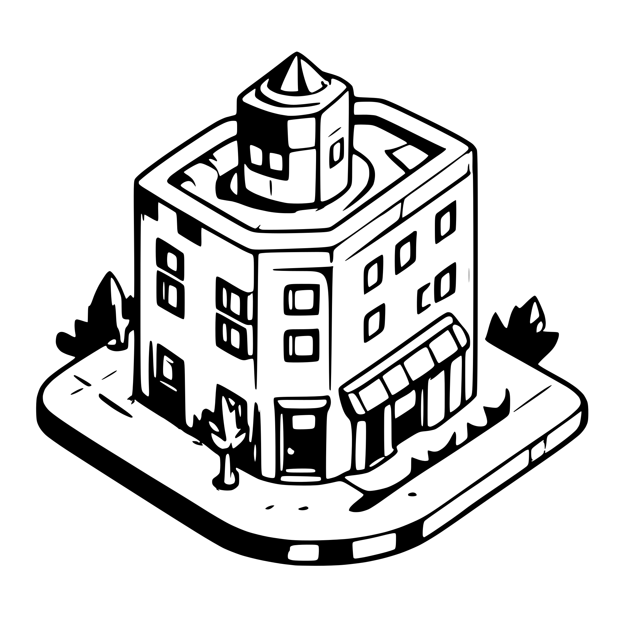 AI-generated SVG of a isometric city building, simple cartoony