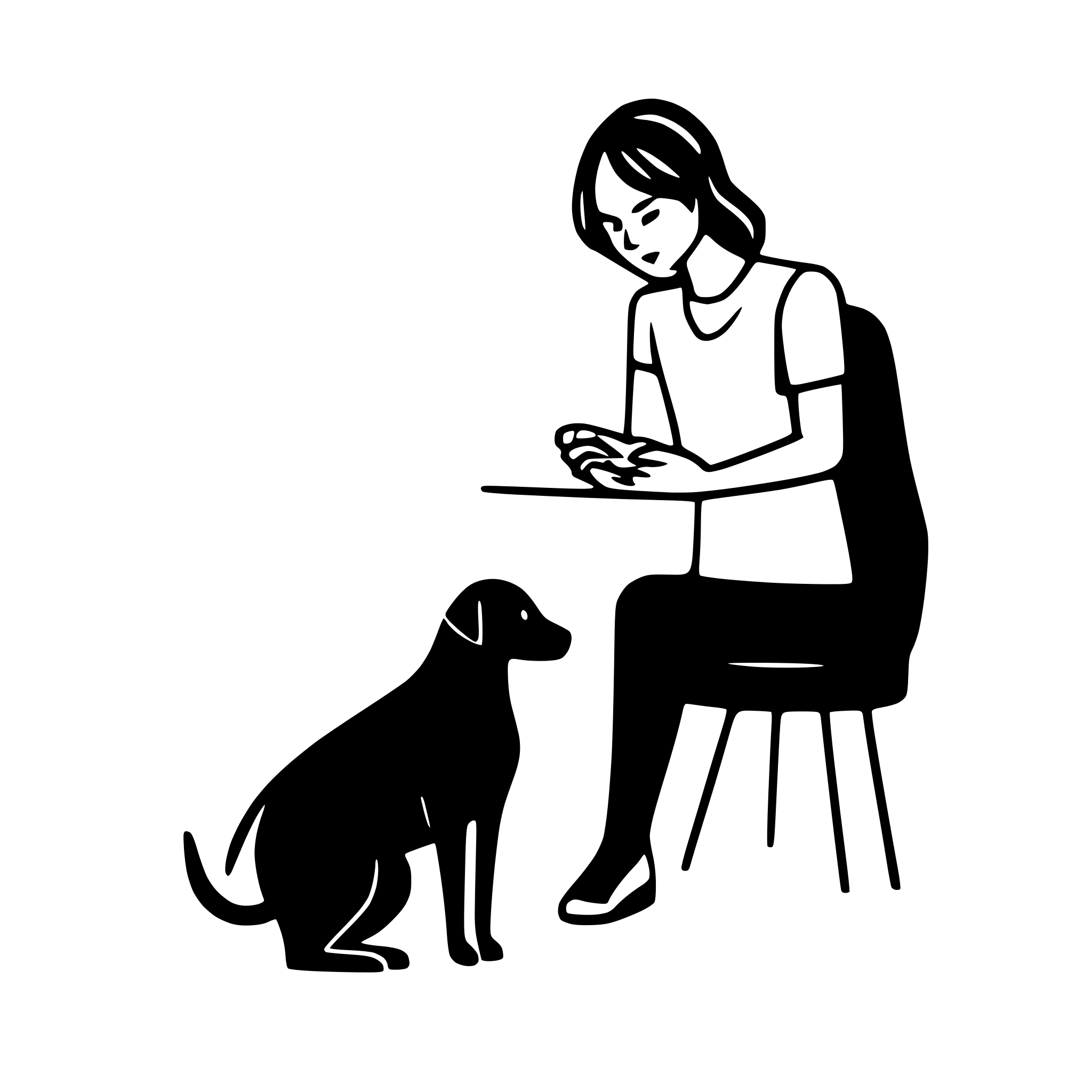 AI-generated SVG of a an ultra minimalist outline of a physio massaging a dog